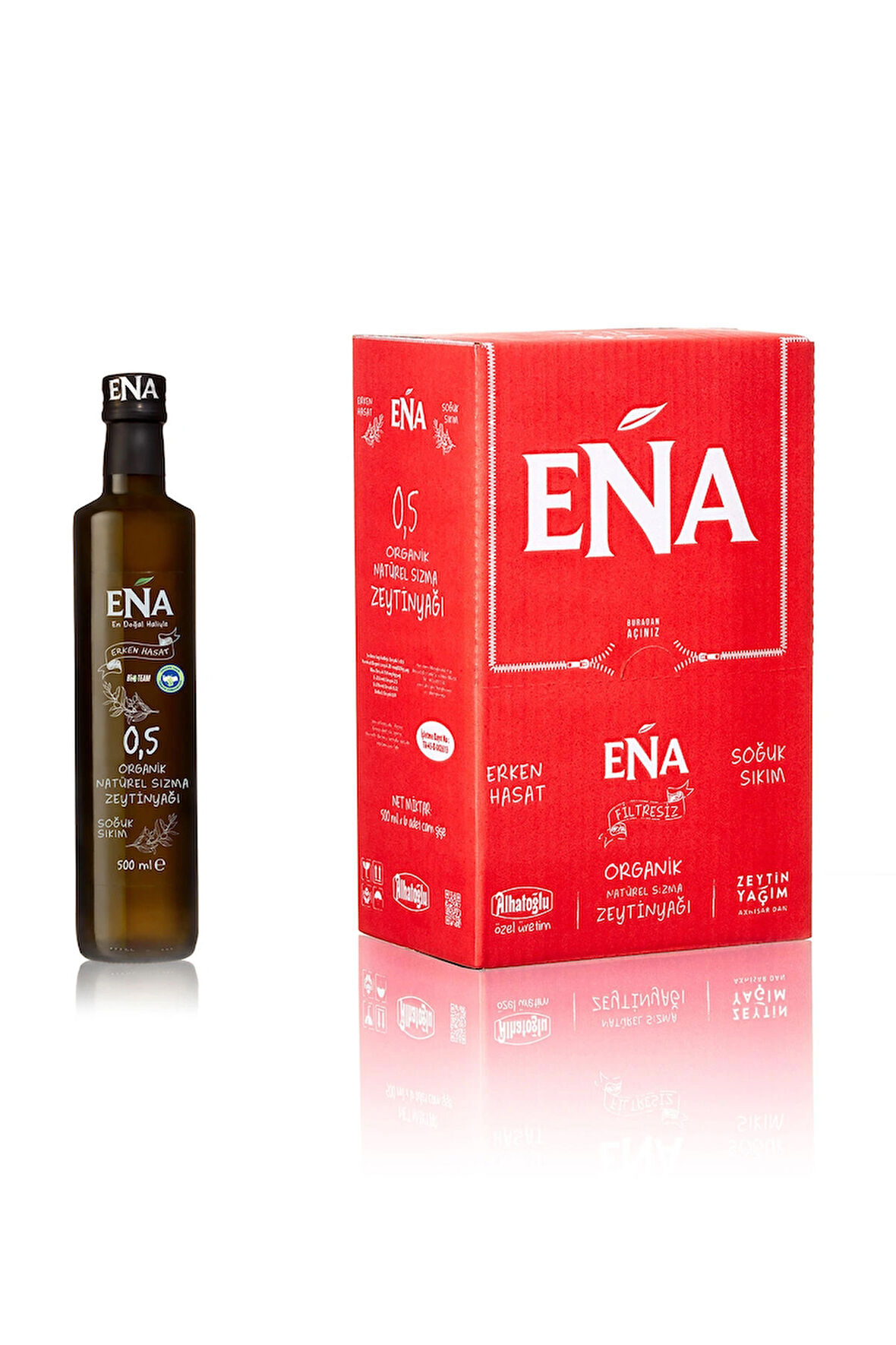 Erken Hasat Soğuk Sıkım Organik Naturel Sızma Zeytinyağı 500 ml 6 lı