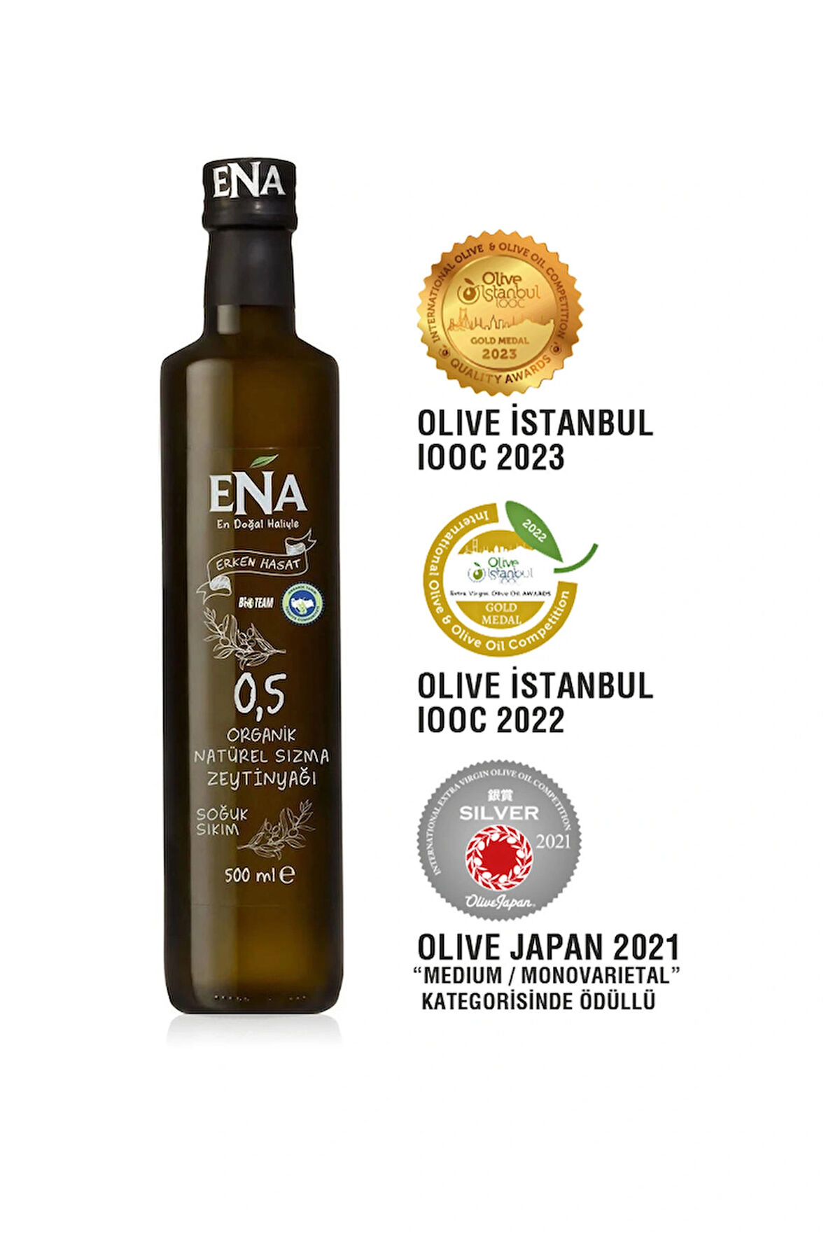 Ena 500 Ml Erken Hasat Soğuk Sıkım Organik Naturel Sızma Zeytinyağı