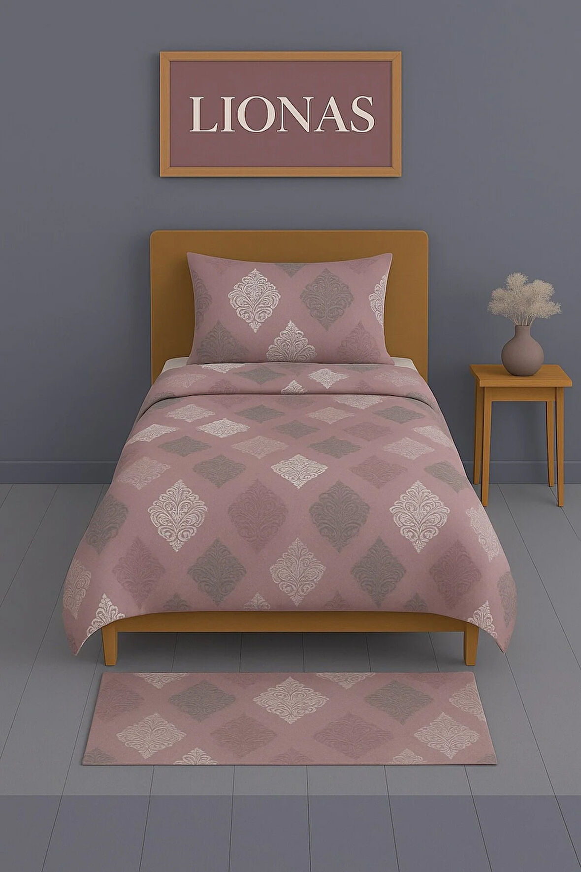 Tek Kişilik Desenli Nevresim + 1 Adet Kapaklı Yastık Kılıfı