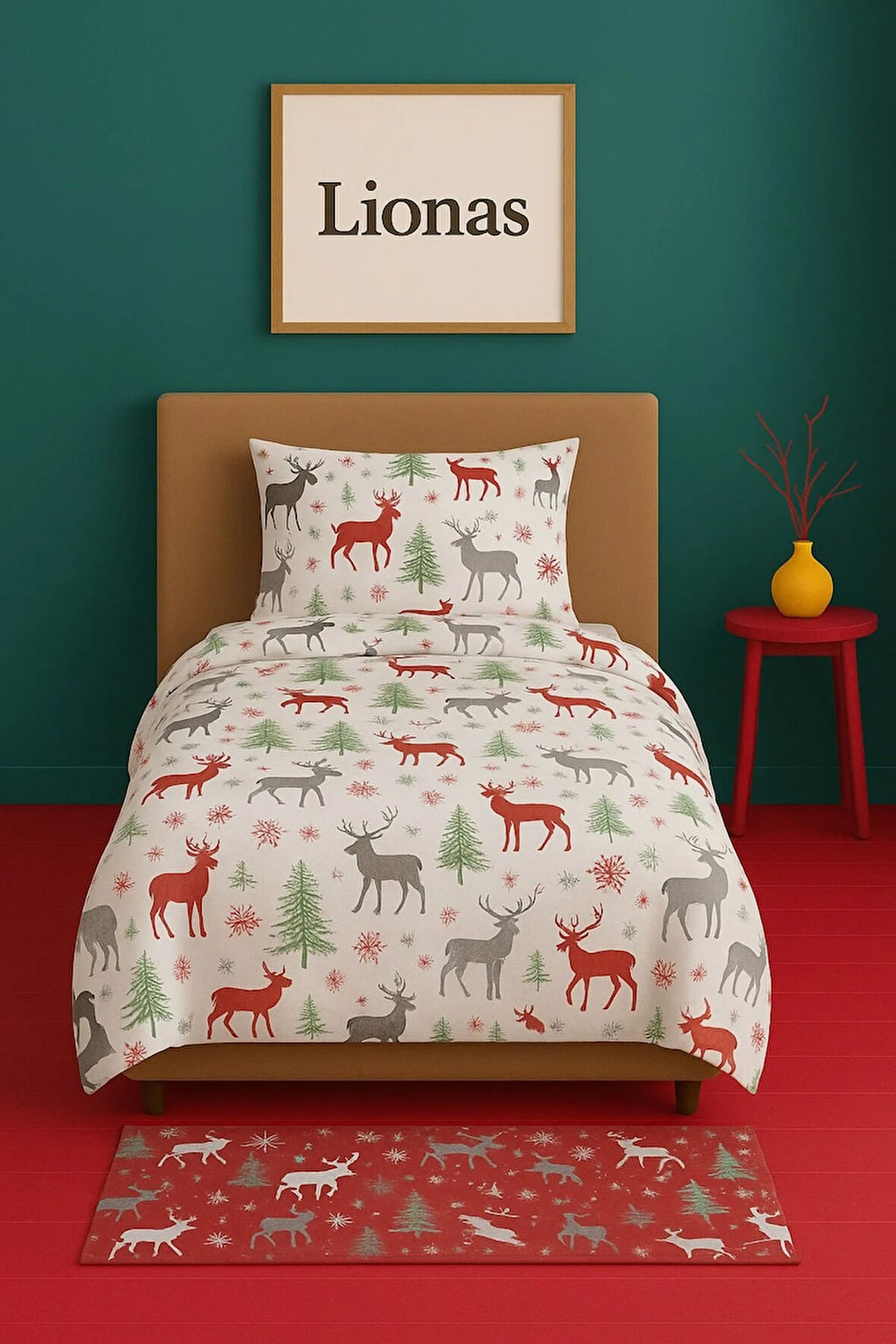 Tek Kişilik Desenli Nevresim + 1 Adet Kapaklı Yastık Kılıfı