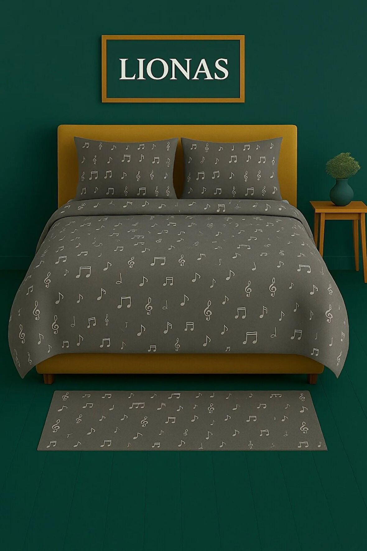 Çift Kişilik Desenli Nevresim + 2 Adet Kapaklı Yastık Kılıfı