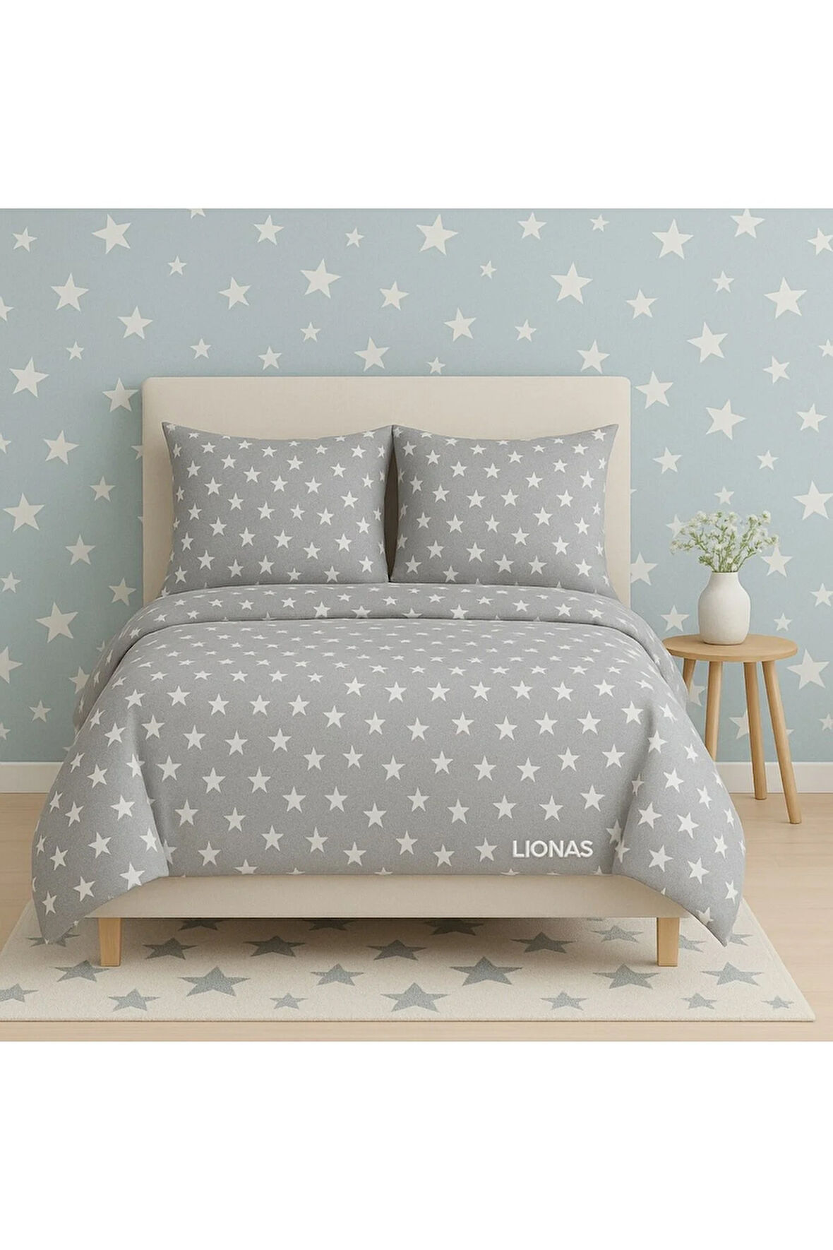 Çift Kişilik Desenli Nevresim + 2 Adet Kapaklı Yastık Kılıfı