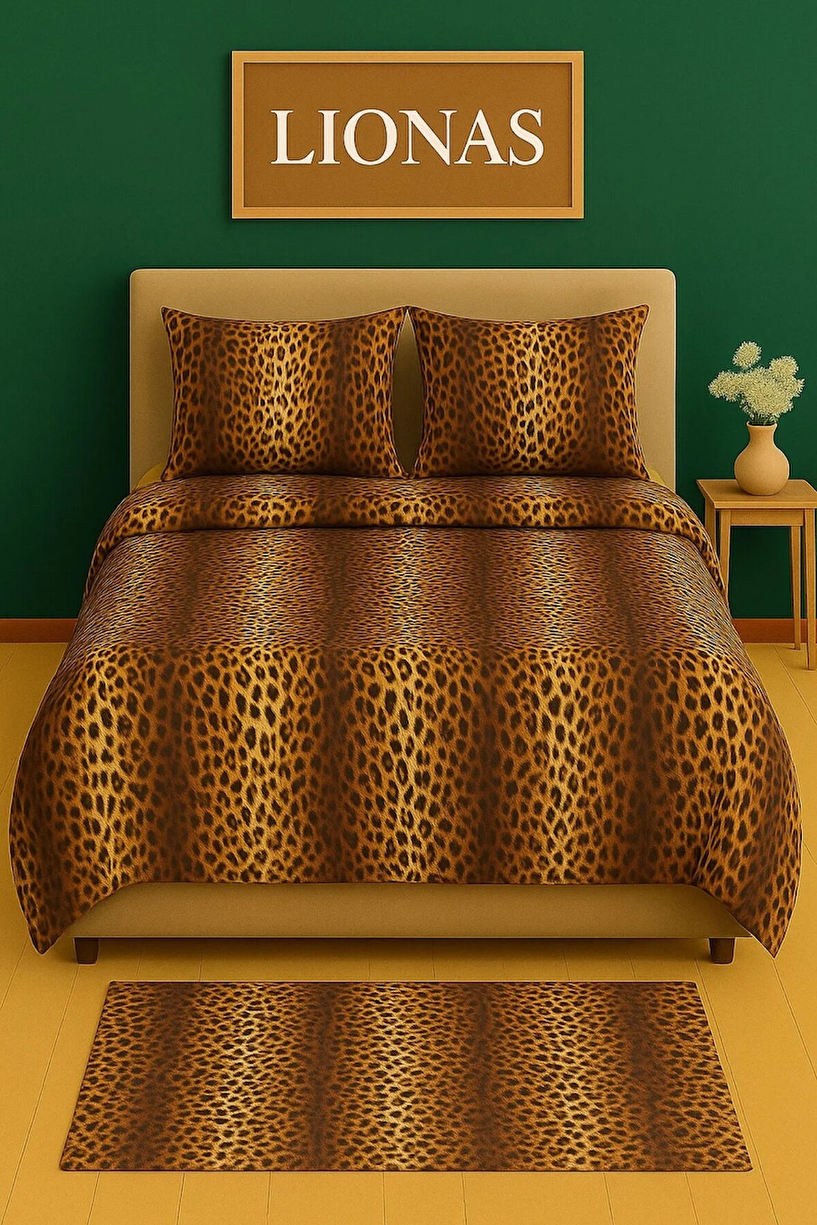 Çift Kişilik Desenli Nevresim + 2 Adet Kapaklı Yastık Kılıfı