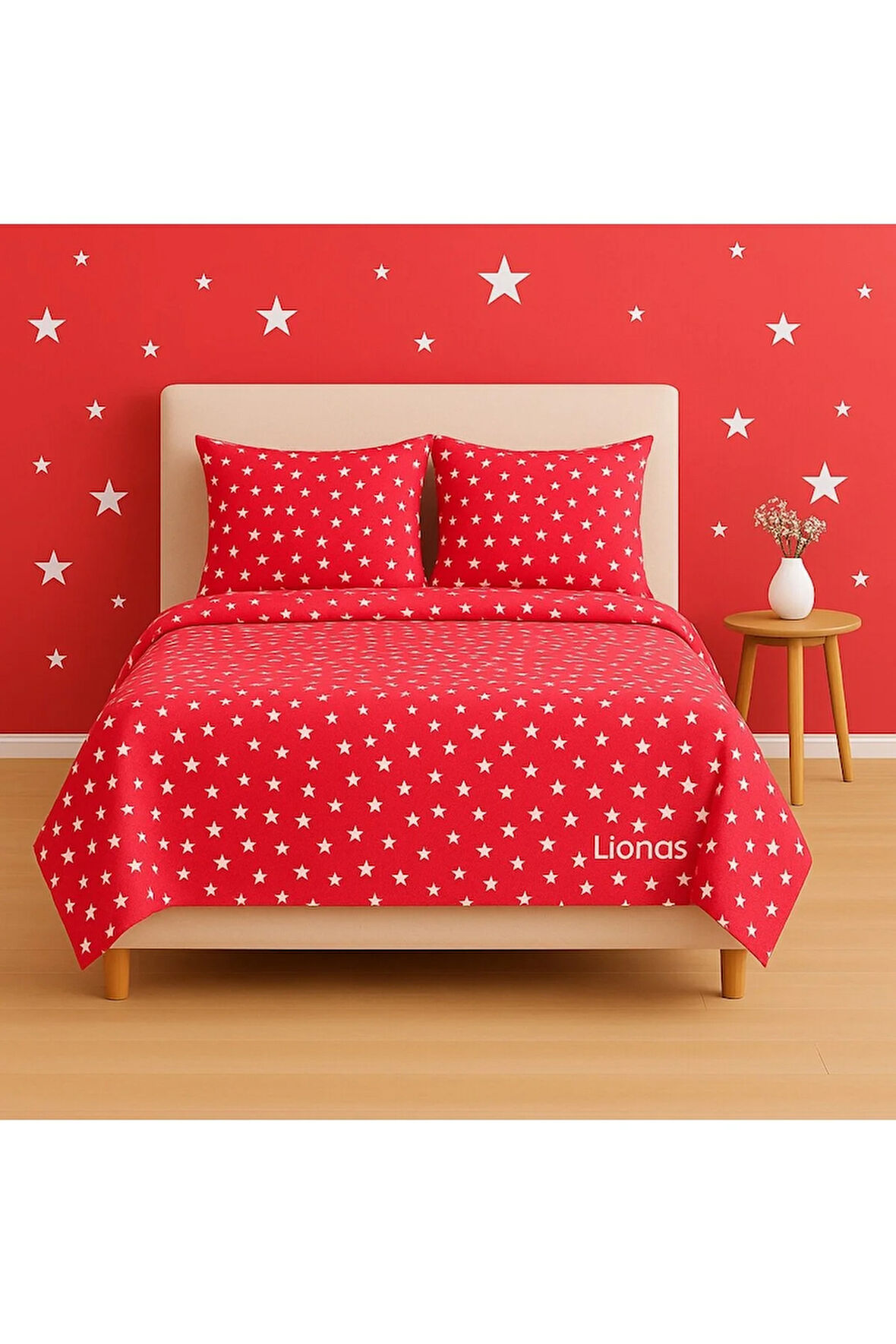 Çift Kişilik Desenli Nevresim + 2 Adet Kapaklı Yastık Kılıfı