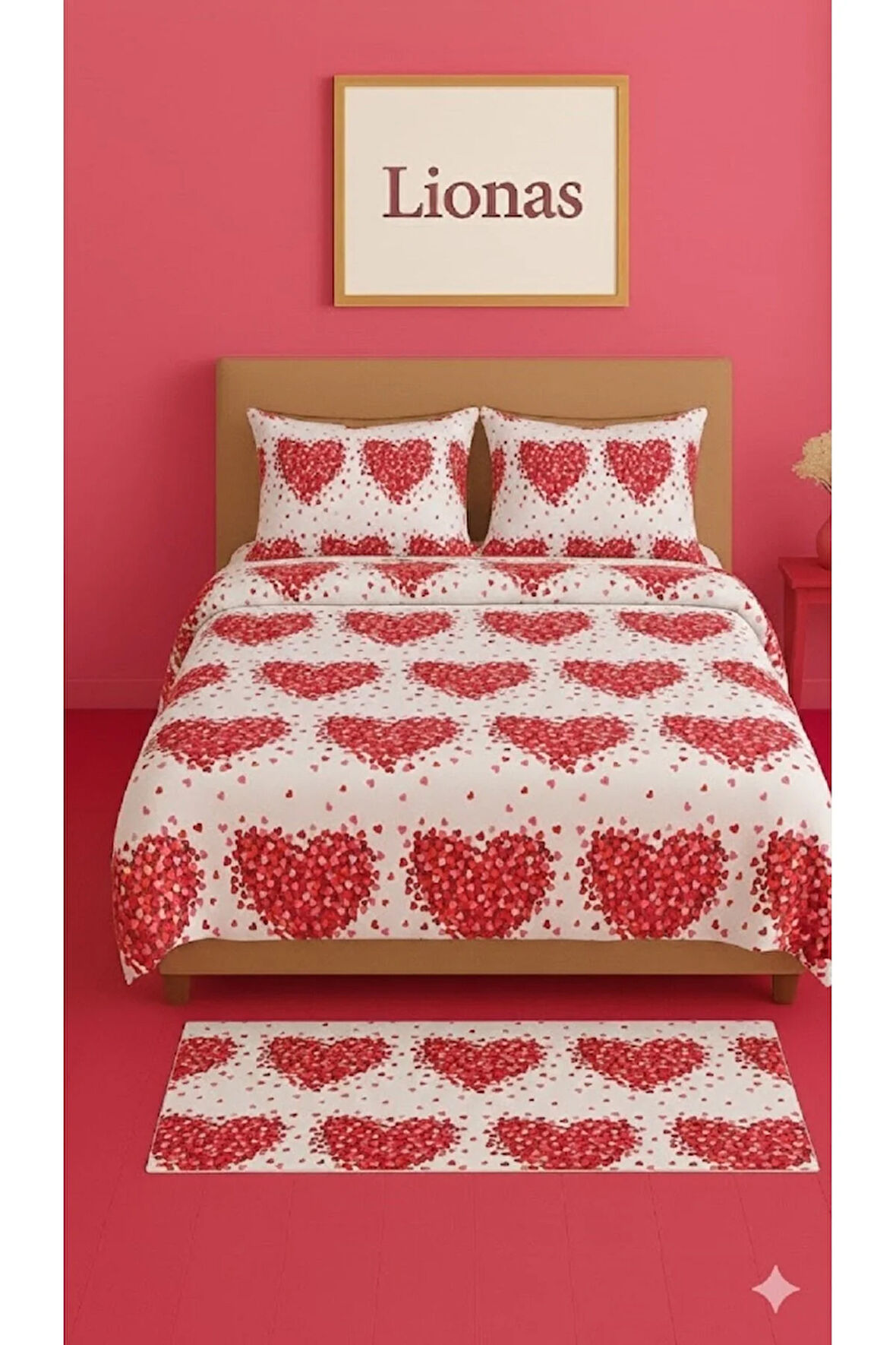 Çift Kişilik Desenli Nevresim + 2 Adet Kapaklı Yastık Kılıfı