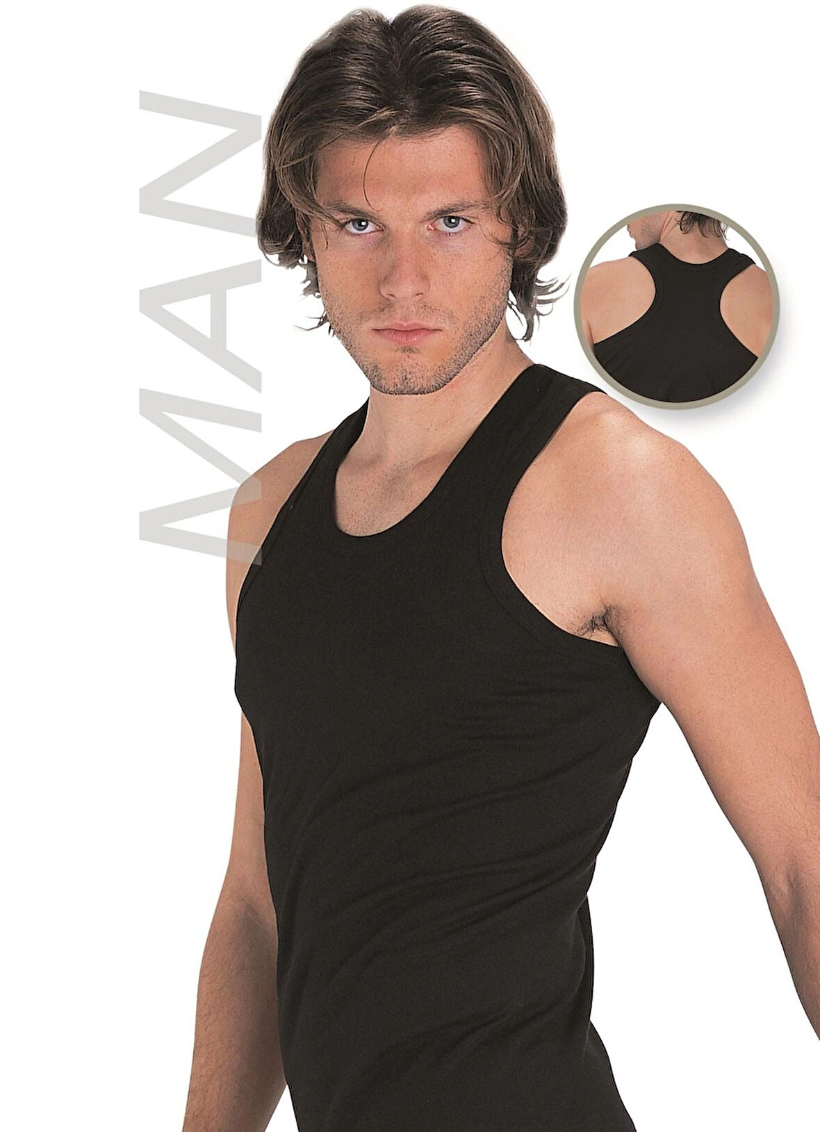 Erkek Siyah Ribana Atlet % 100 Pamuklu Body Atlet 3’lü Paket 103-3S