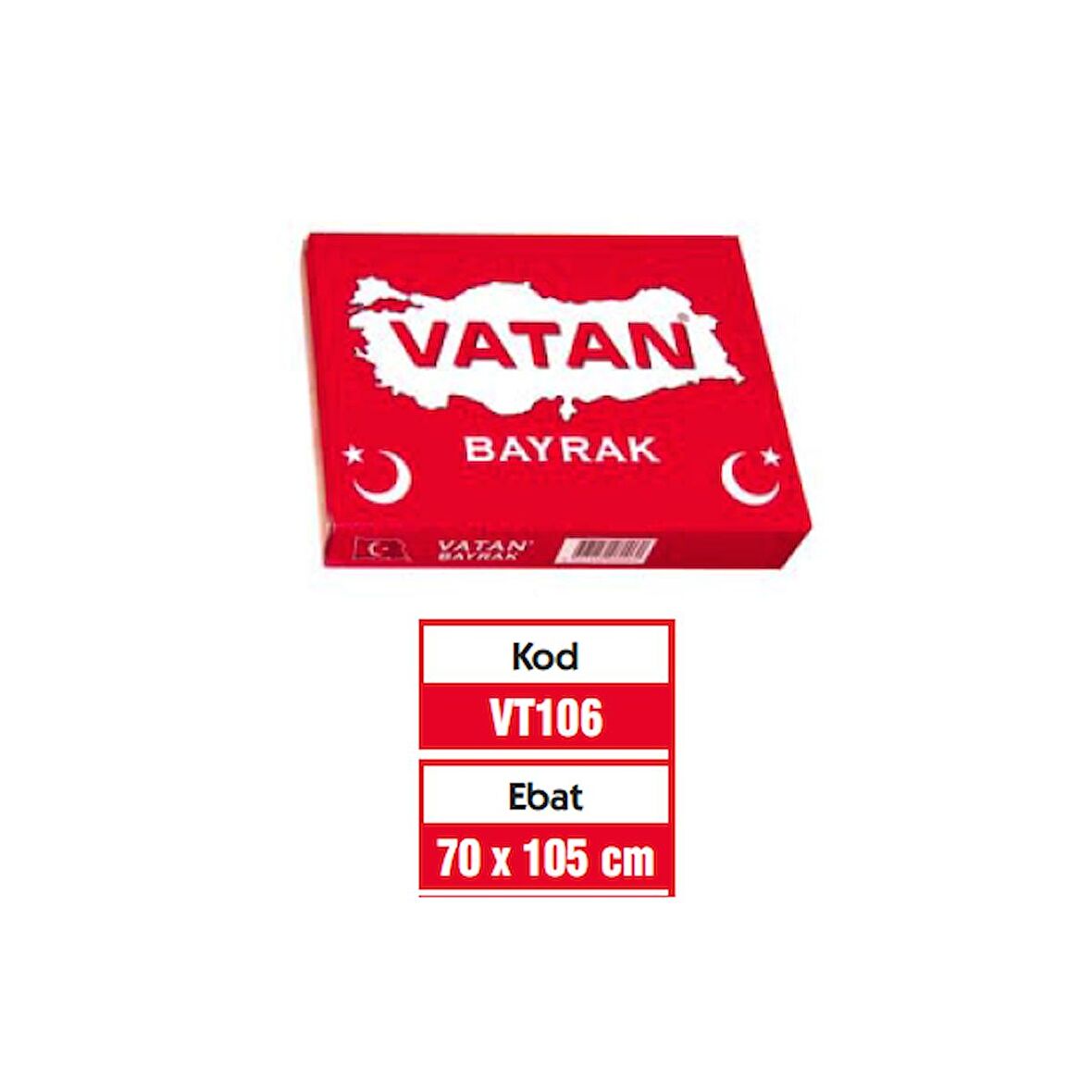 Vatan Bez Bayrak Türk %100 Polyester 70x105 VT106