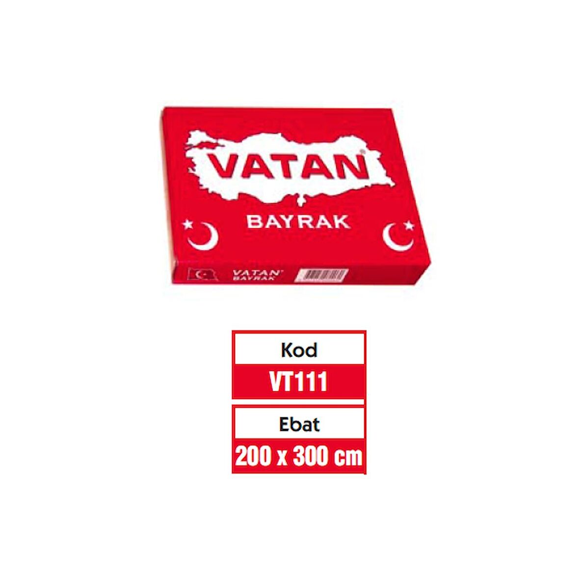 Vatan Bez Bayrak Türk %100 Polyester 200x300 VT111