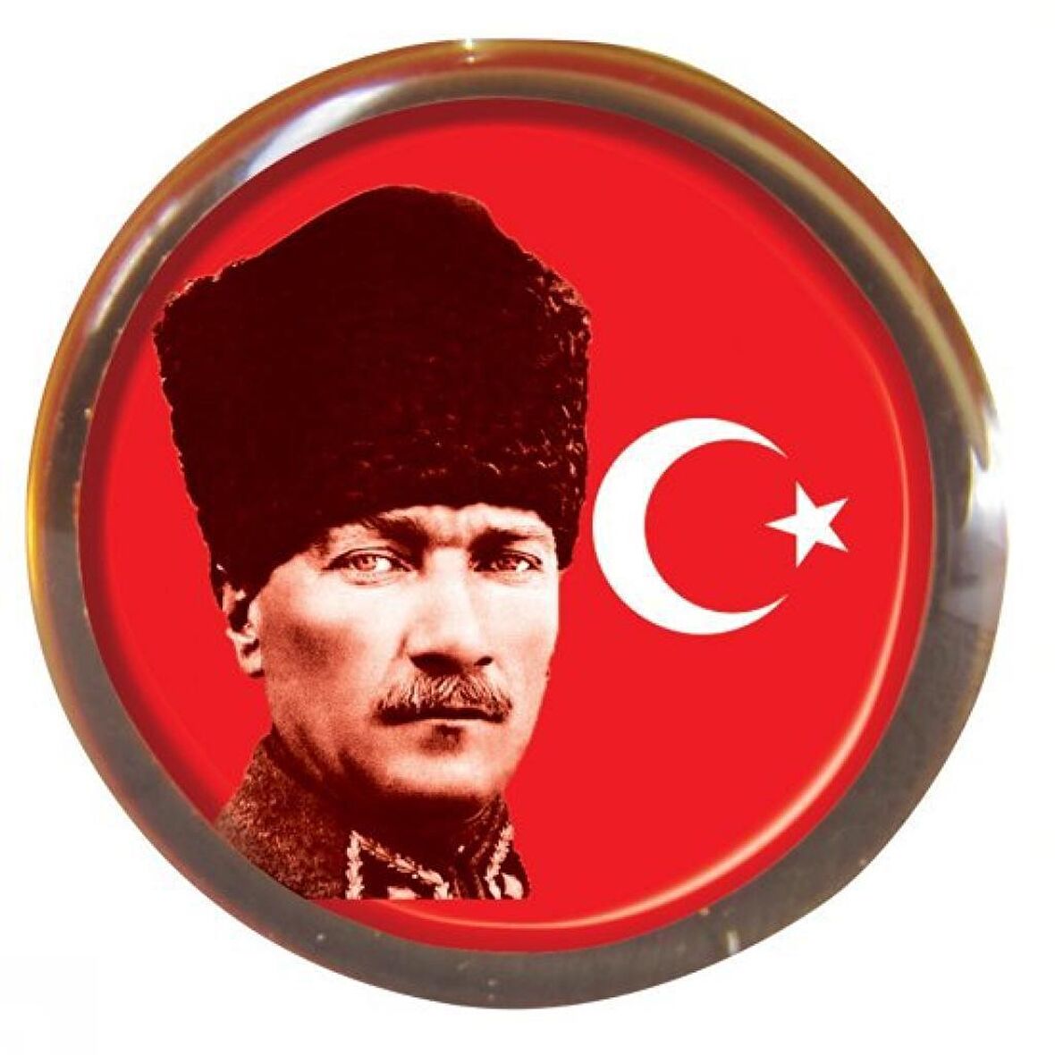 Vatan Rozet Atalı Kalpaklı Bayrak Yuvarlak VT613