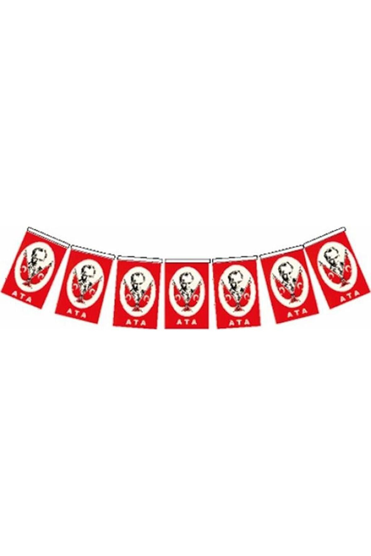 Büyük Boy 18X11 Cm İpli Kağıt Atatürklü Bayrak 50 Li Vt810
