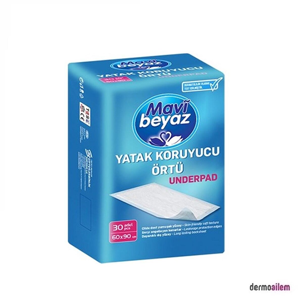 Mavi Beyaz Yatak Koruyucu Örtü 60X90 cm 30'lu