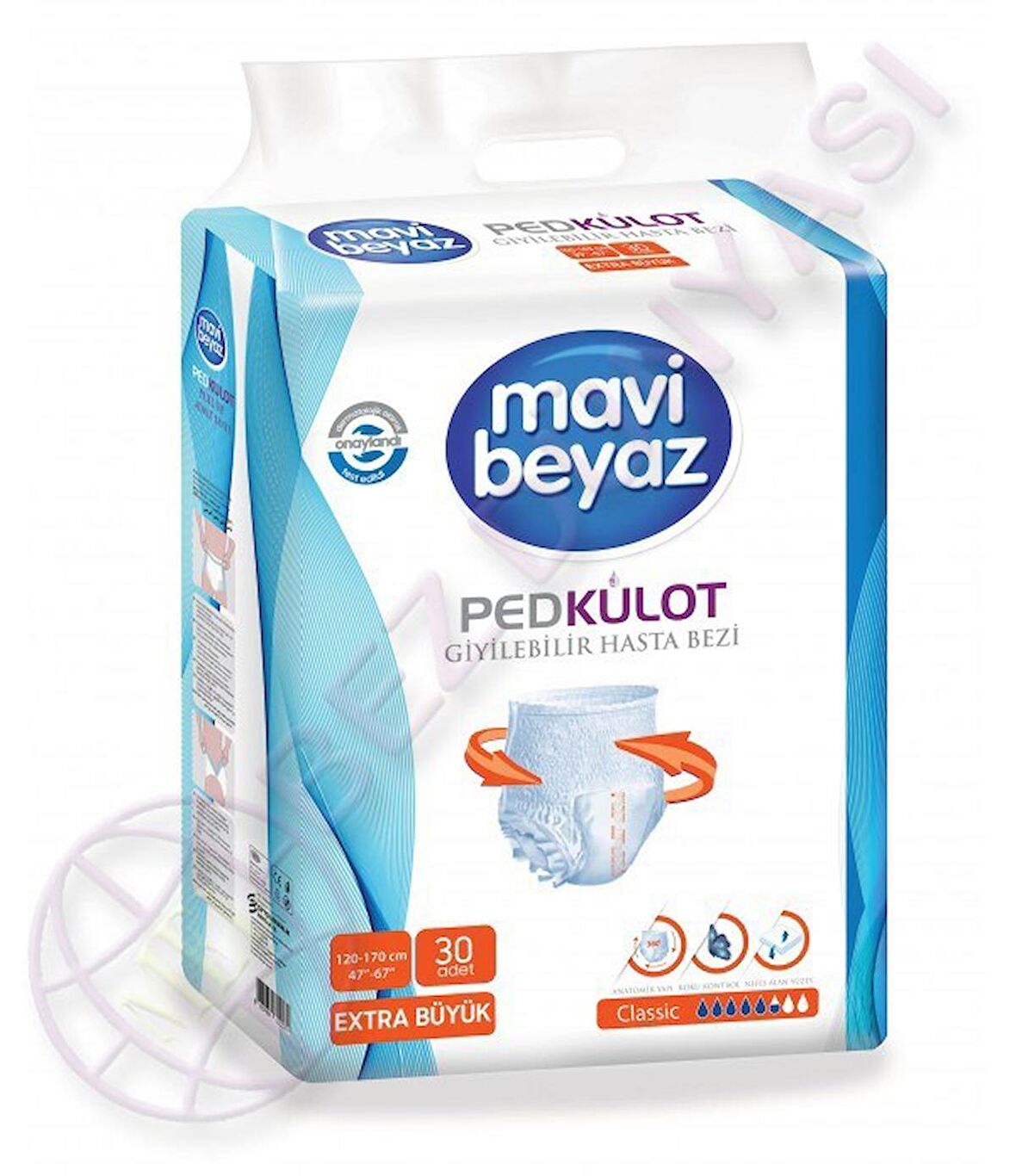 MAVİ BEYAZ KULOT XLARGE 120 ADET