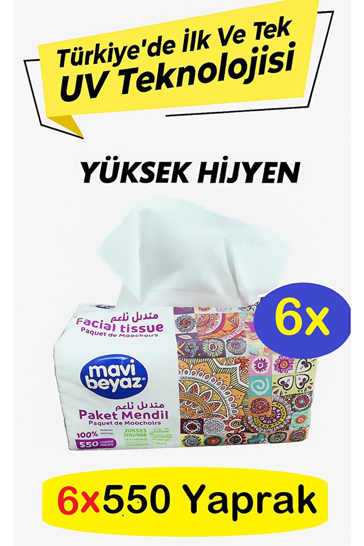 Pratik Paket Çek Kullan Mendil - Peçete 6x550 Yaprak