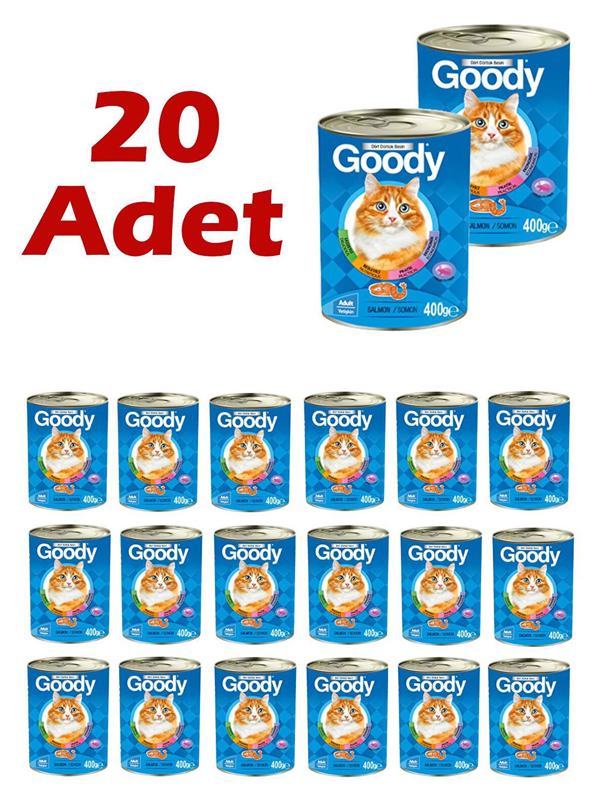 Goody Somonlu Yetişkin Kedi Konservesi 400 Gr 20 Adet