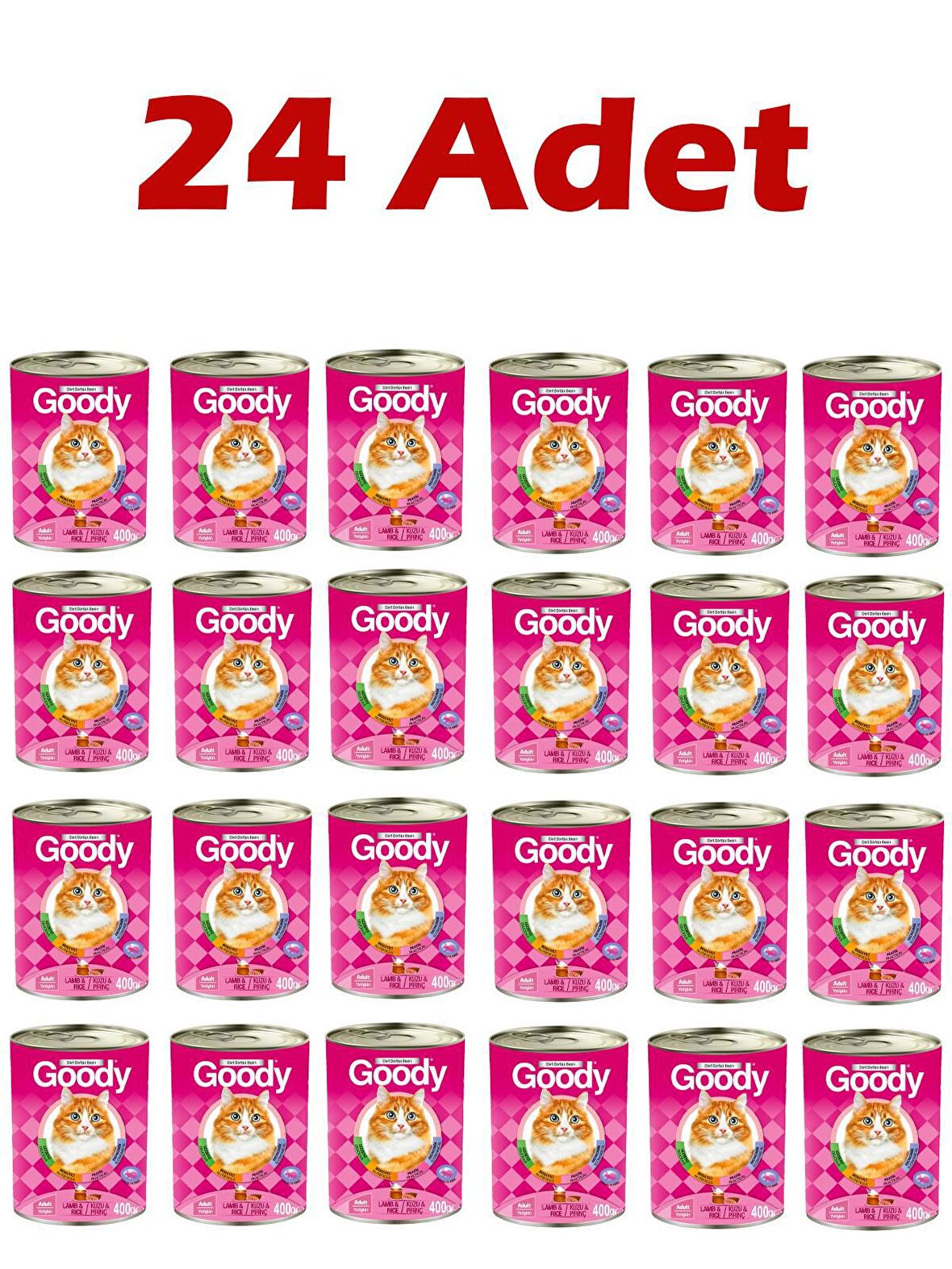 Goody Kuzu Pirinçli Yetişkin Kedi Konservesi 400 Gr 24 Adet