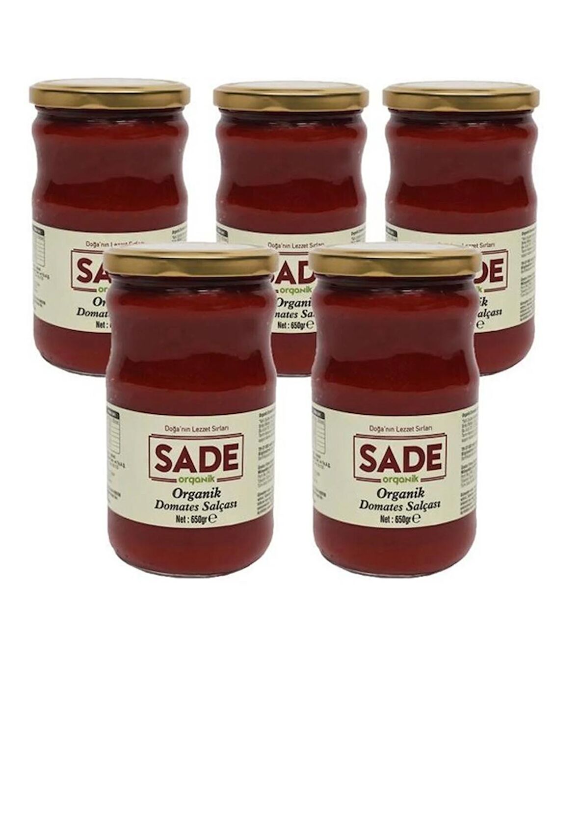 SADE ORGANİK DOMATES SALÇASI 650 GR5 Lİ PAKET