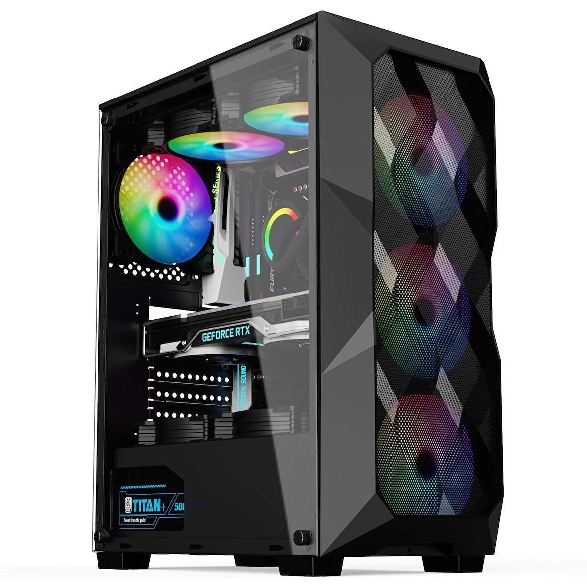 SNT B200 Mid Tower Atx Gaming 4 x Argb Fanlar Dahil Masaüstü Bilgisayar Kasası (POWER YOK)