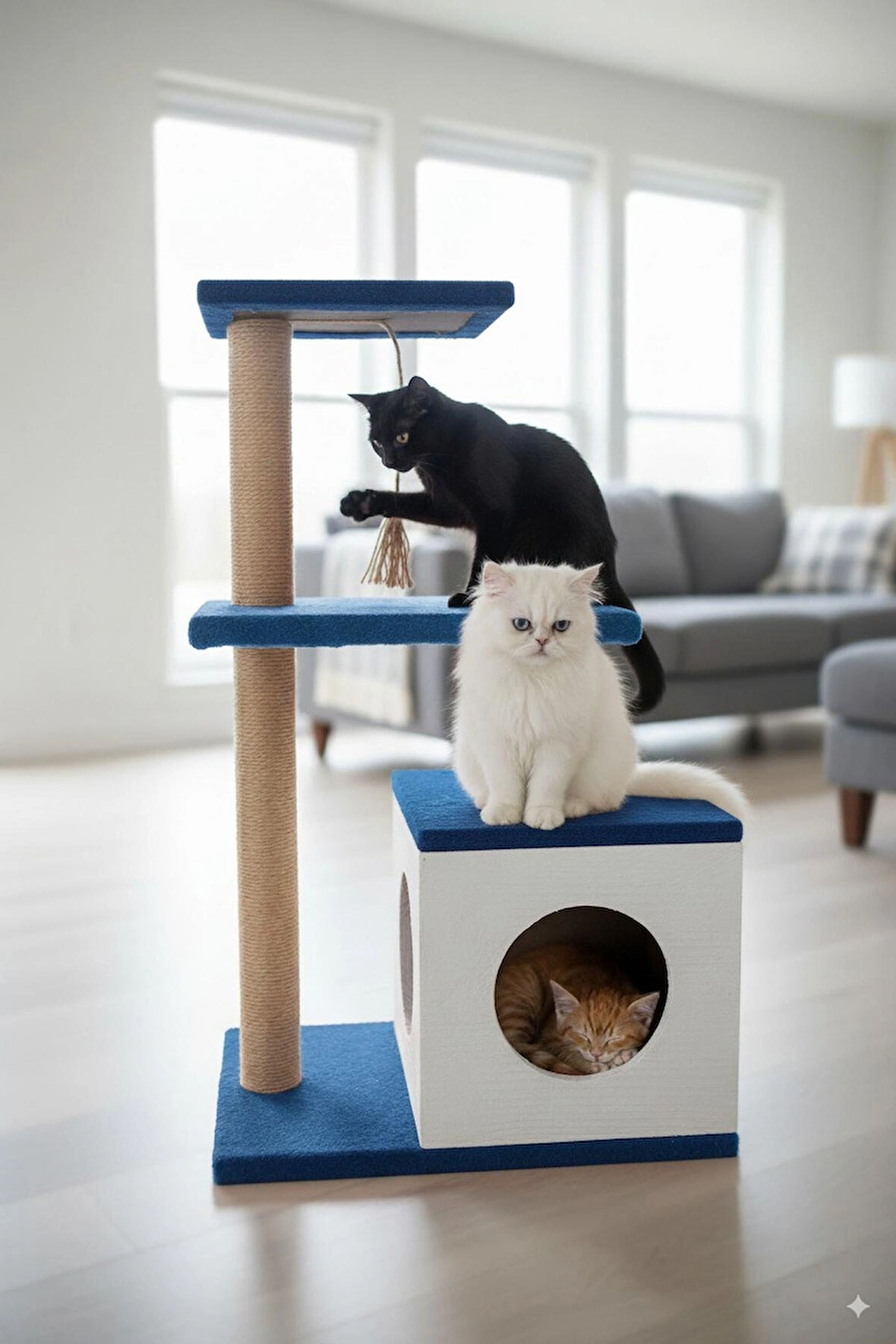 Catoys Çok Fonksiyonlu Kedi Evi Mavi
