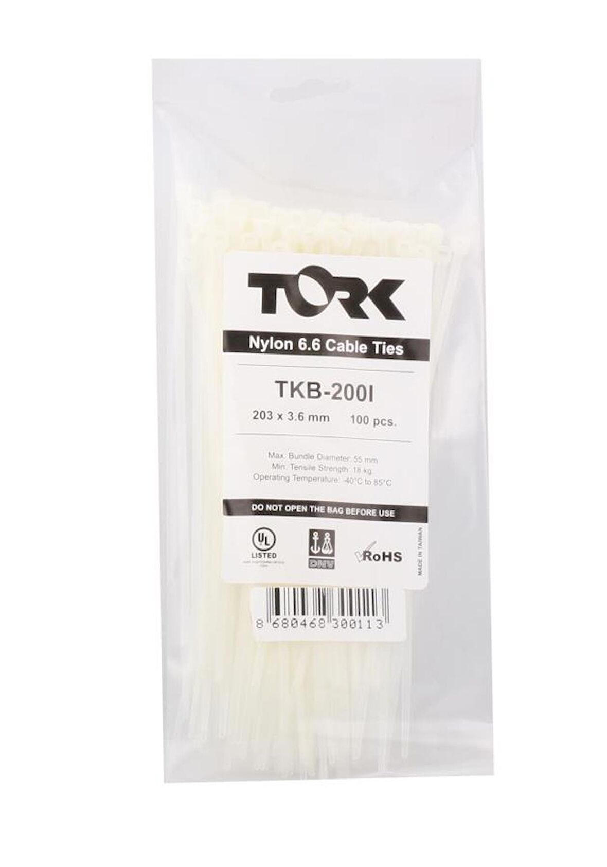 Tork TRK-710-9,0mm Beyaz 100lü Kablo Bağı