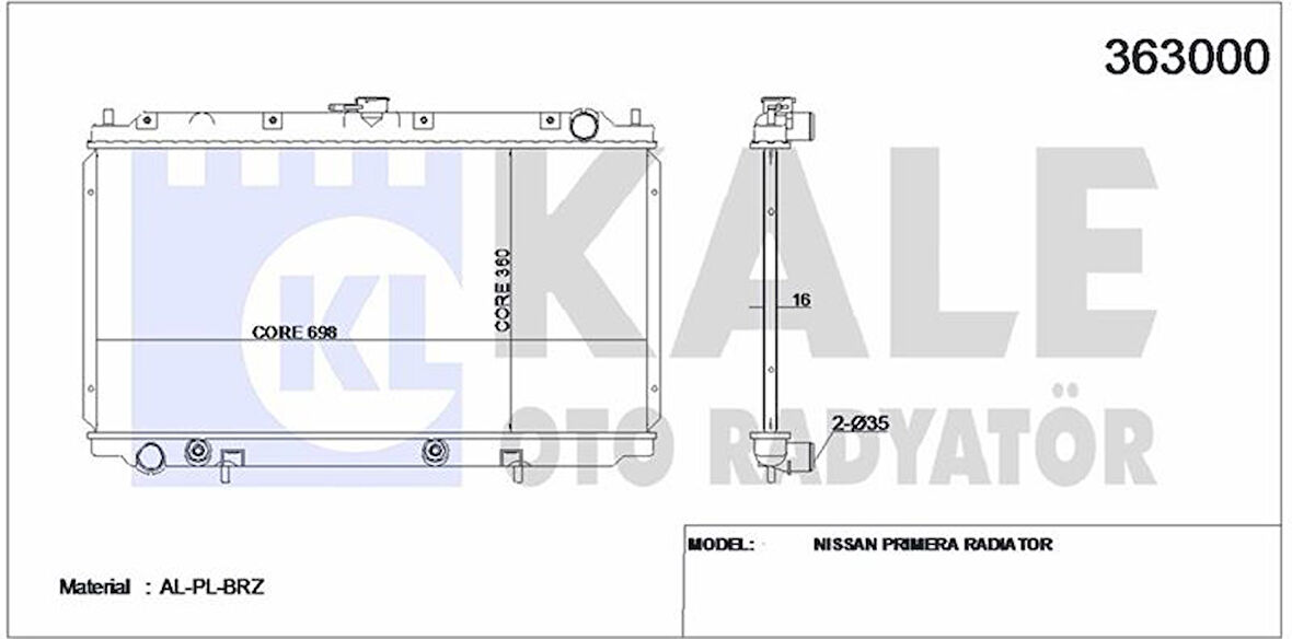 Japon Su Radyatörü - 360x698x16 - Kal 363000