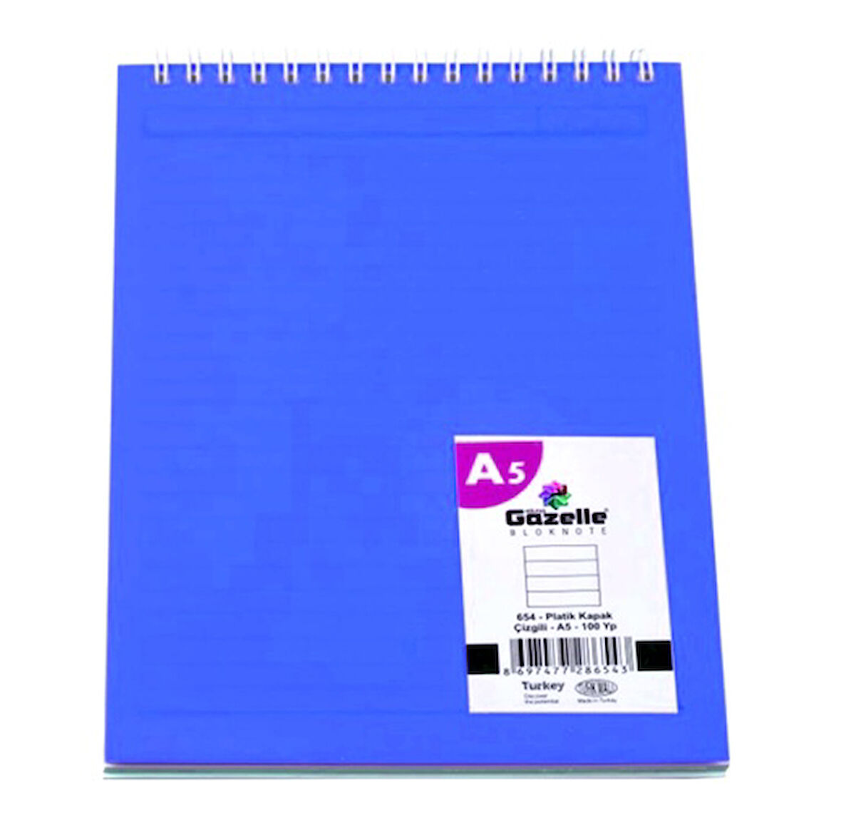 Bloknot A5 Çizgili Plastik Kapak 100 yaprak Karışık Renk