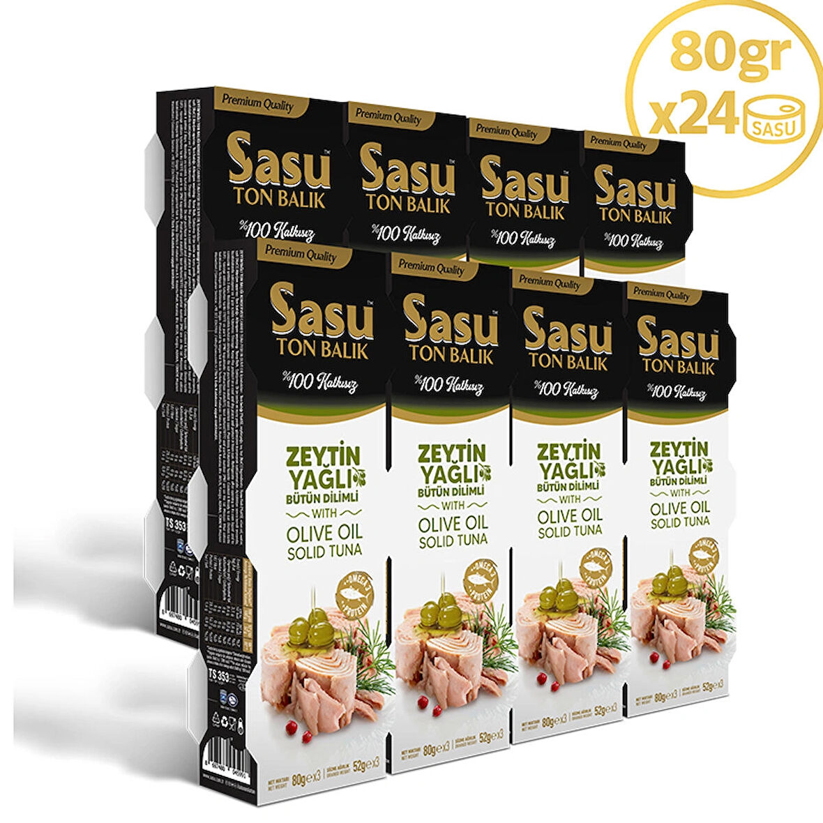Sasu Zeytinyağlı Ton Balığı 1 Koli 24x80 gr Bütün Dilim