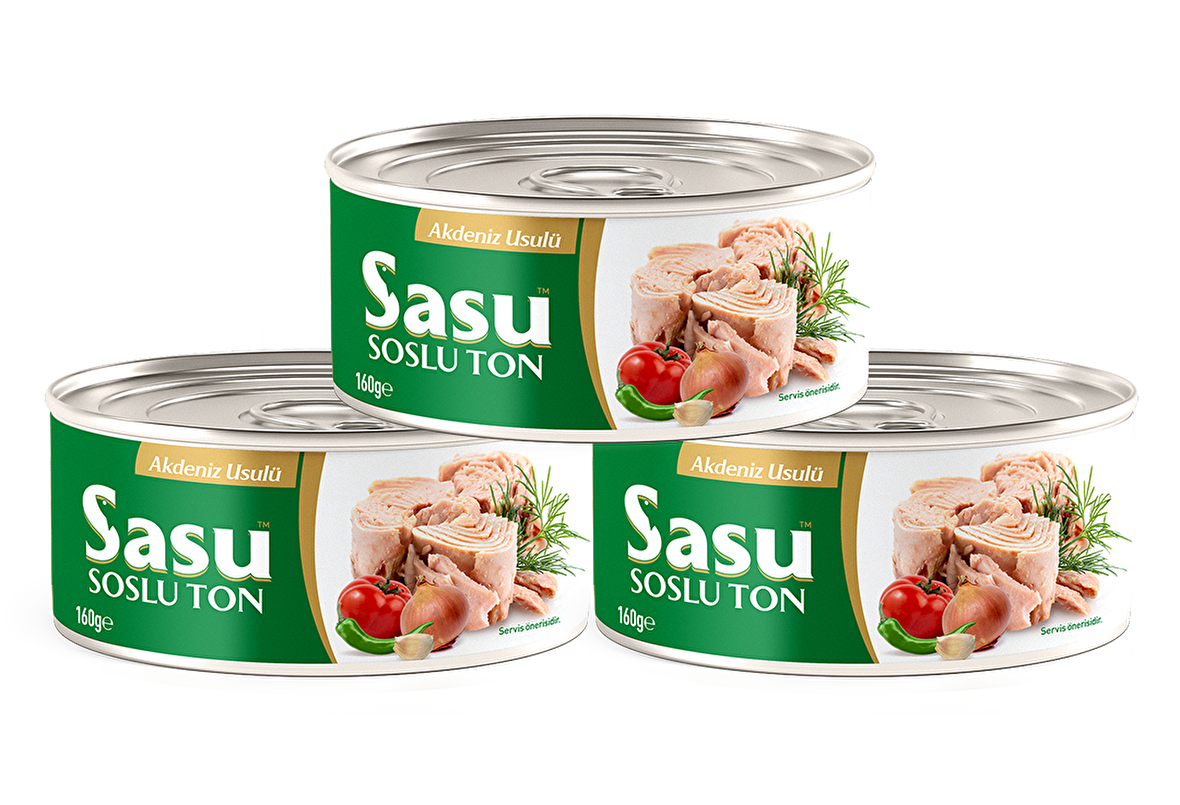 Sasu Akdeniz Usulü Ton Balığı 3x160G Bütün Dilim