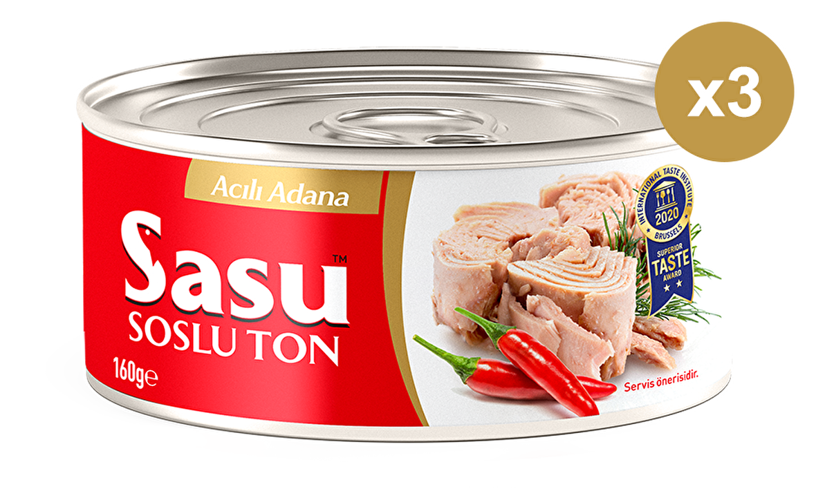 Sasu Acılı Ton Balığı 3x160G Bütün Dilim