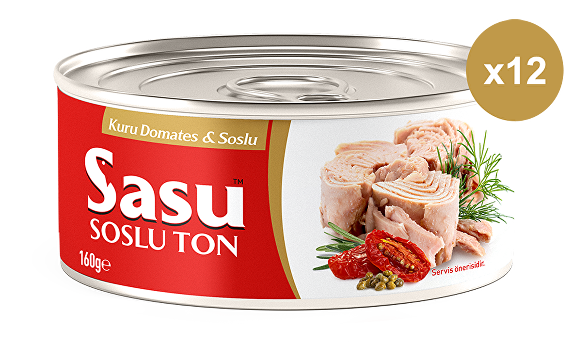 Sasu Kuru Domatesli & Soslu Ton Balığı 12x160G Bütün Dilim