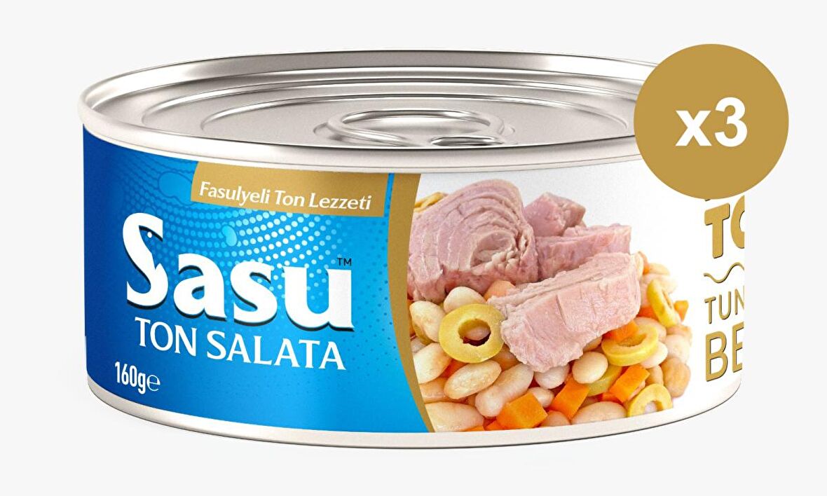 Sasu Fasulyeli Ton Salata 3x160G Bütün Dilim