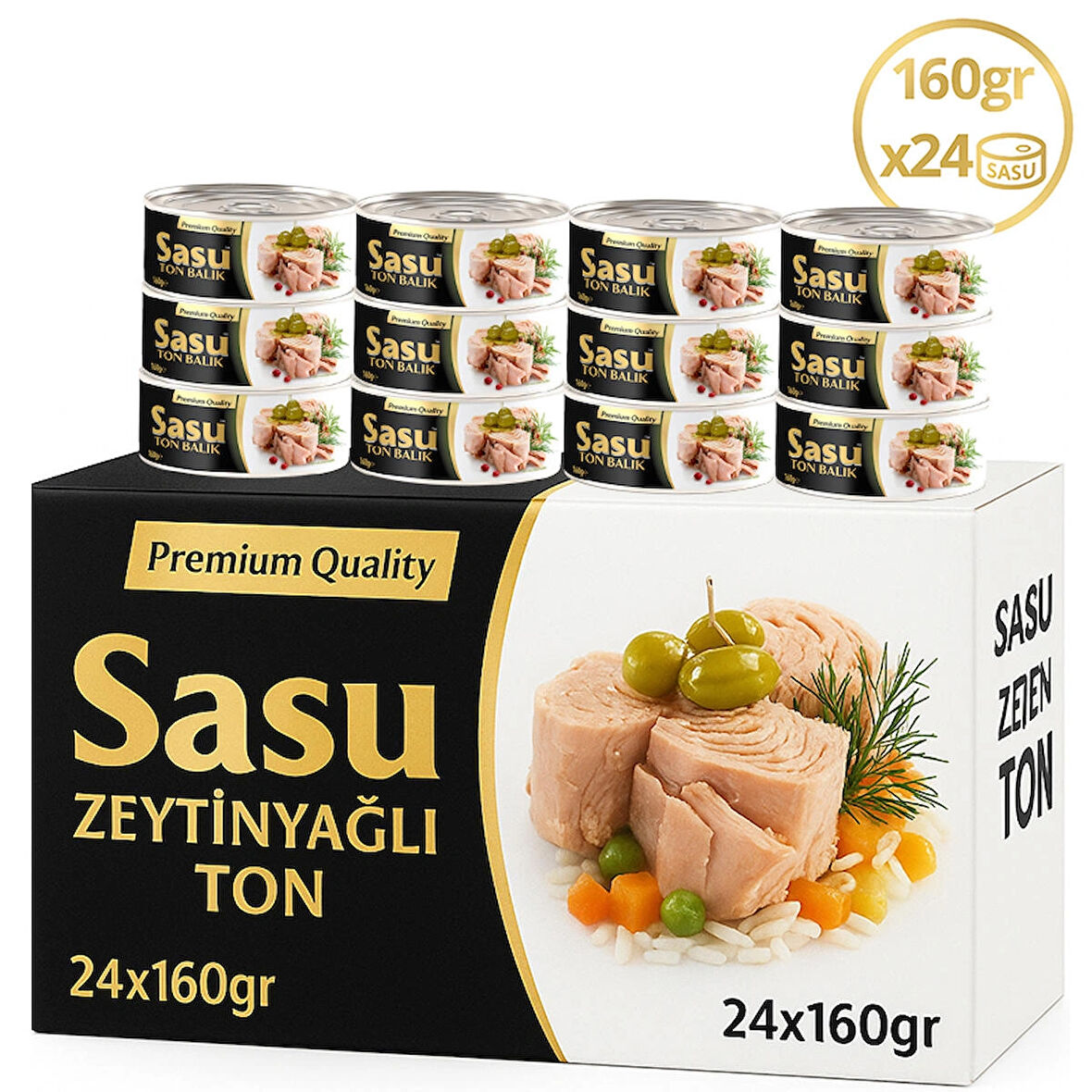 Sasu Zeytinyağlı Ton Balığı 1 Koli 24x160 gr Bütün Dilim
