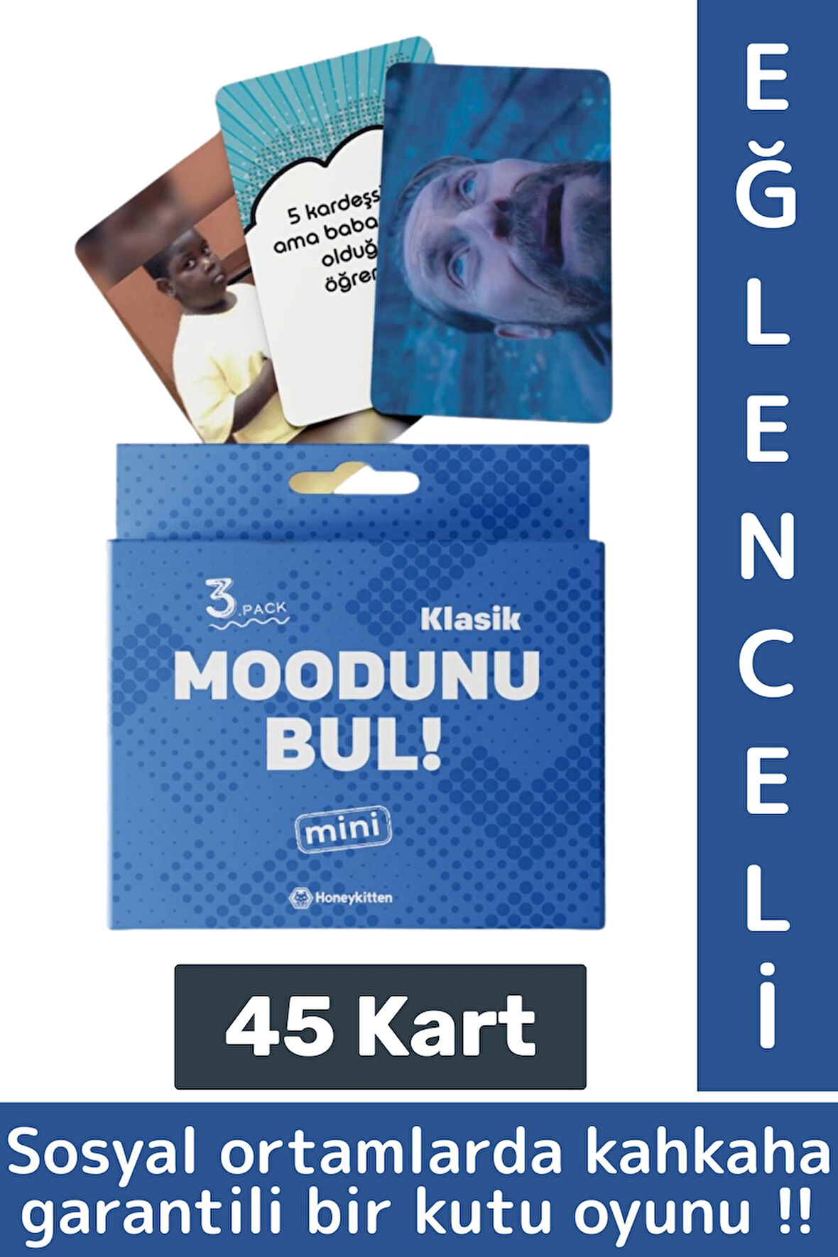 Eğlenceli Genç Yetişkin Arkadaş Yılbaşı Özel Gün Moodunu Bul Mini-Klasik Oyun Kartları 45 Kart