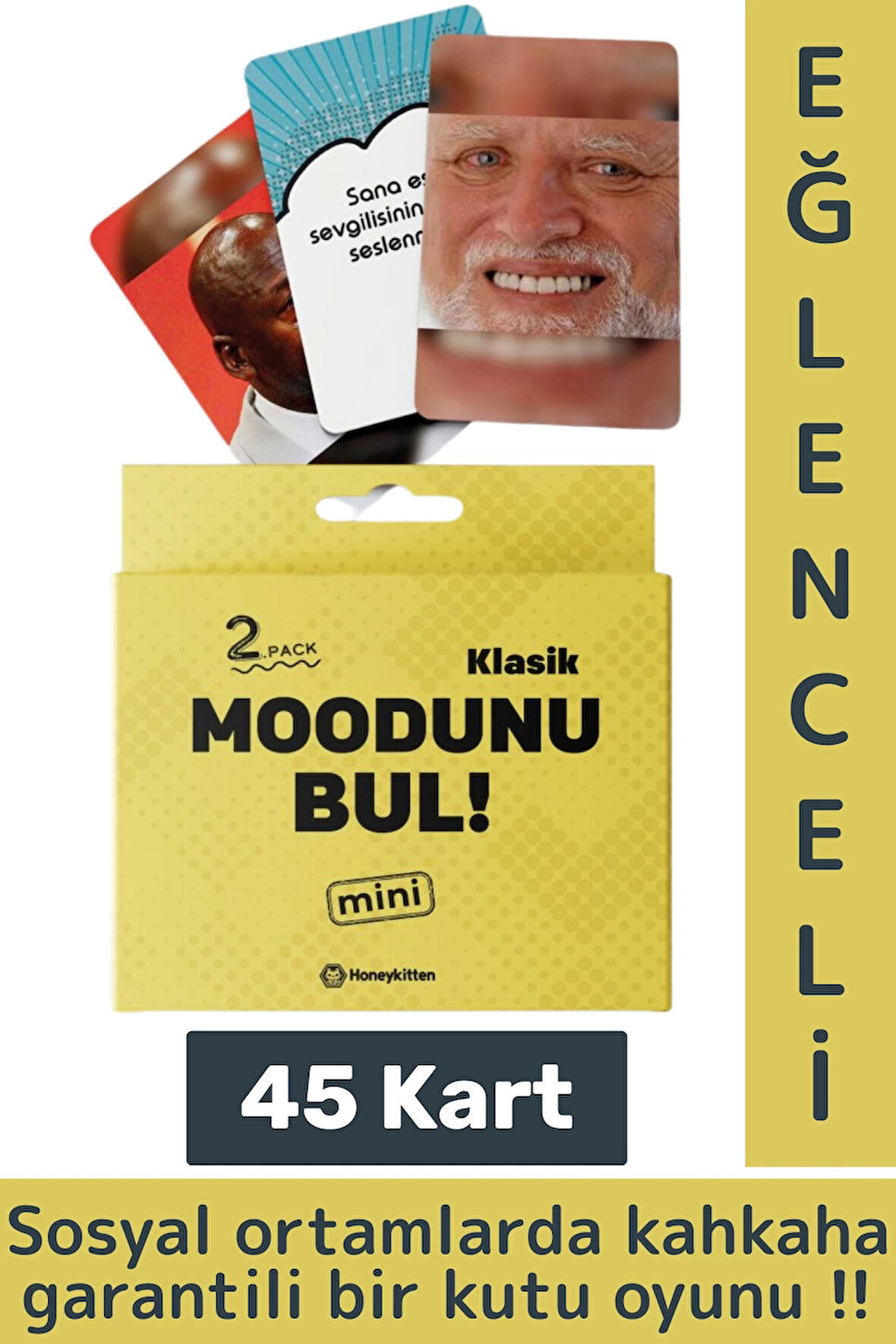 Eğlenceli Genç Yetişkin Özel Gün Arkadaş Yılbaşı Moodunu Bul Mini-Klasik Oyun Kartları 45 Kart