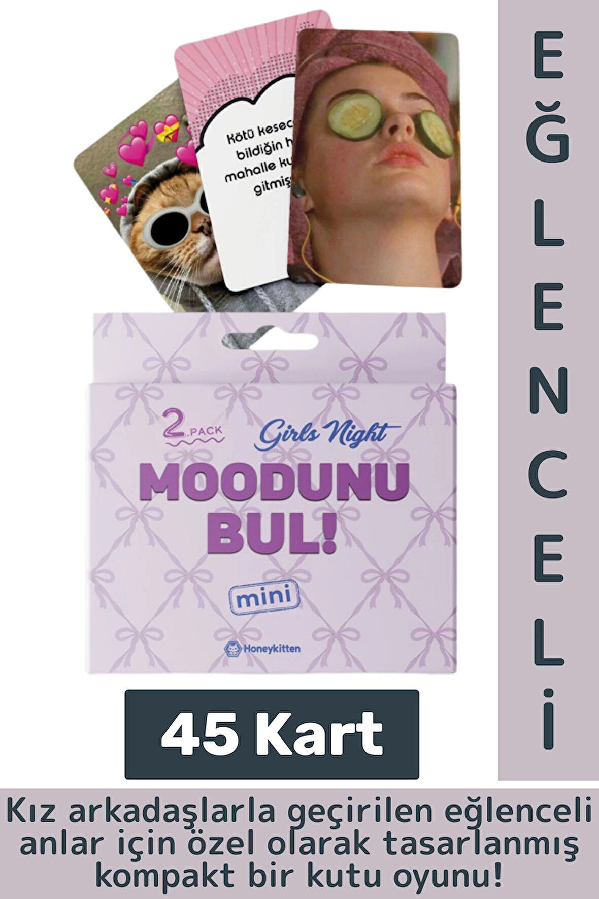 Eğlenceli Genç Yetişkin Arkadaş Yılbaşı Komik Moodunu Bul Mini-Girls Night Oyun Kartları 45 Kart