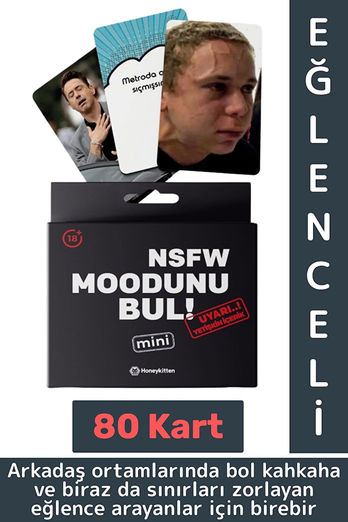 Eğlenceli Genç Yetişkin Arkadaş Yılbaşı Cesur Oyun Moodunu Bul Mini-NSFW +18 Oyun Kartları 80 Kart