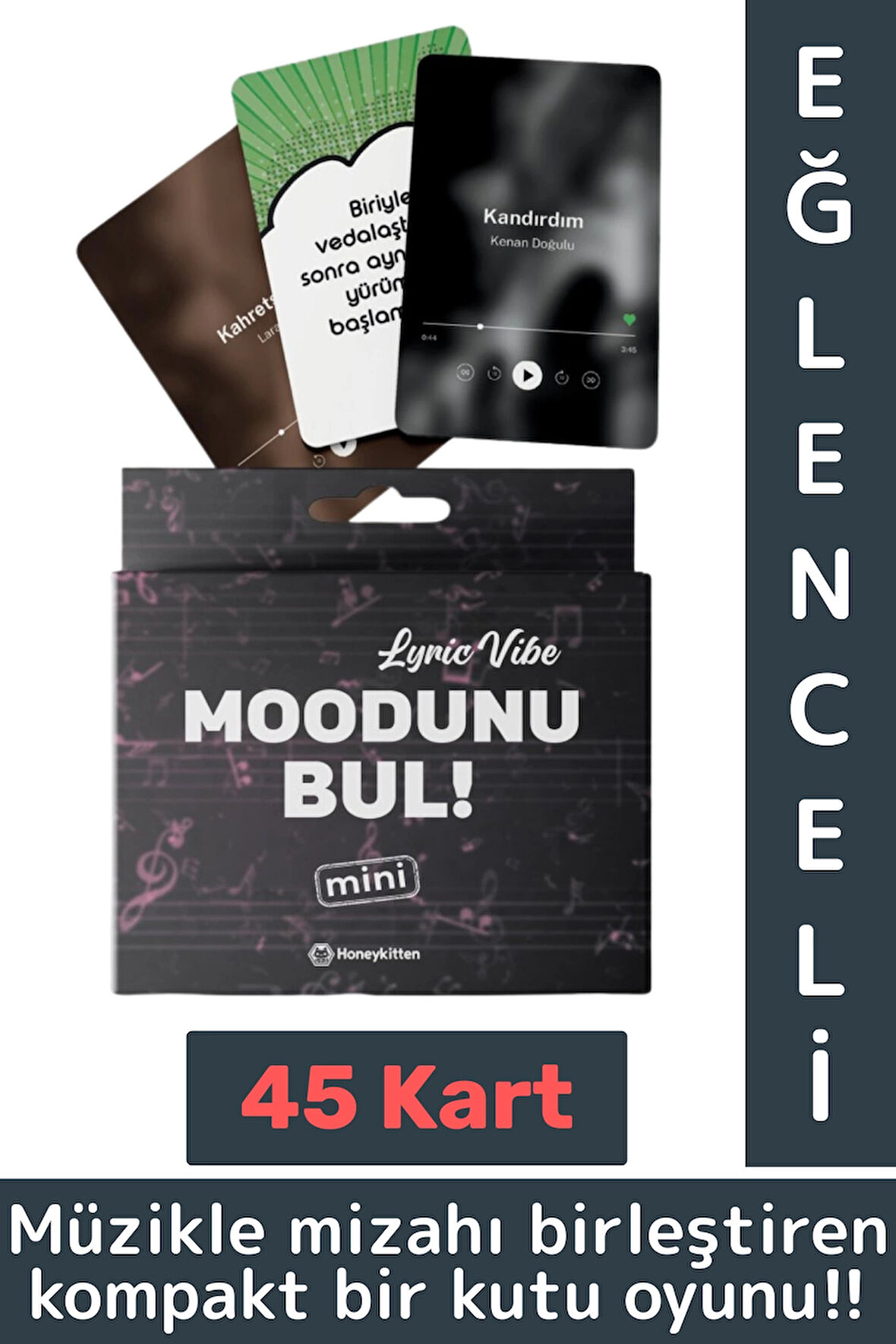 Eğlenceli Genç Yetişkin Arkadaş Müzik Oyunu Moodunu Bul Mini-Lyric Vibe Oyun Kartları 45 Kart