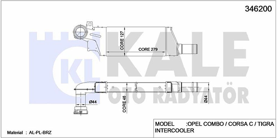 Opel Turbo Radyatoru Corsa C Tigra B Y13dt Z13dt Z13dtj Z17dth - Kale 346200