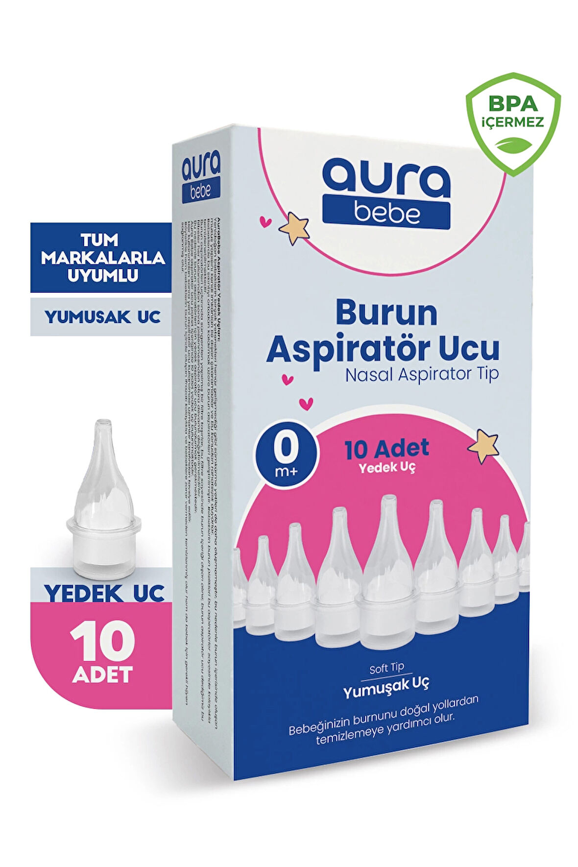 Nasal Burun Aspiratörü Yedek Uç (10 ADET) Tüm Markalara Uyumlu Burun Aspiratör Ucu