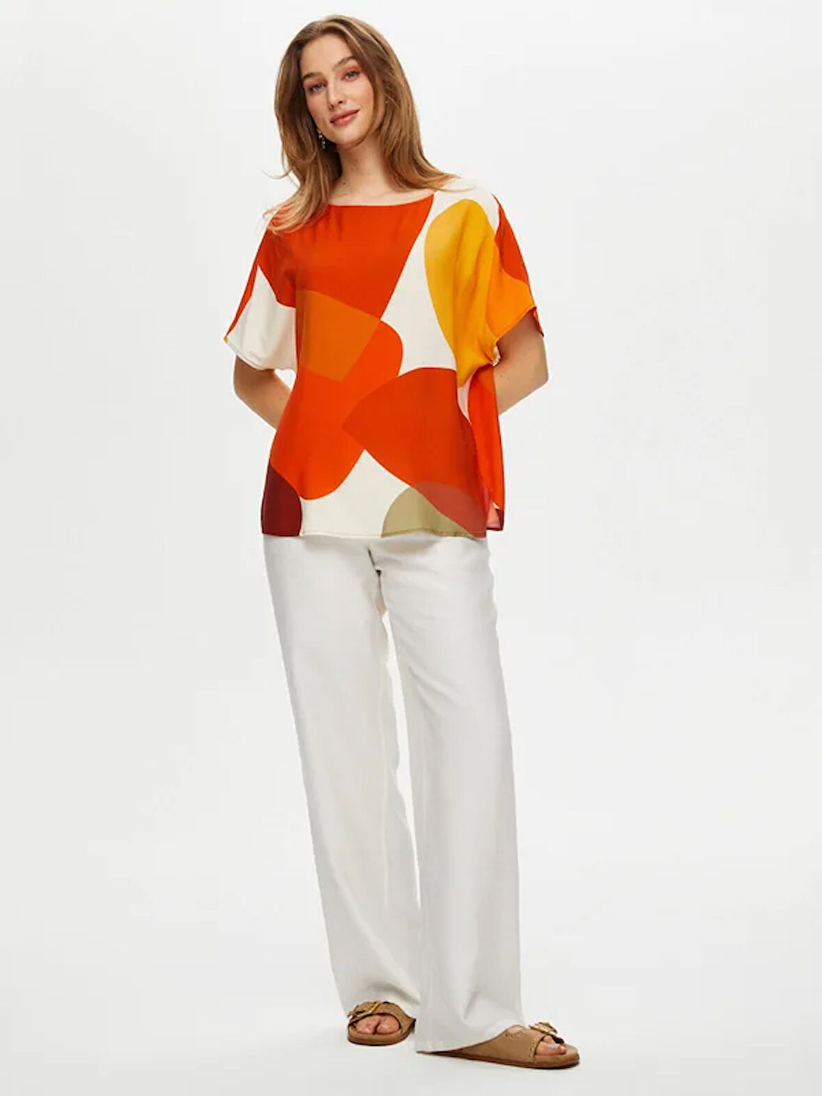 Geometrik Soyut Desen Viskon Bluz S25BLZ039