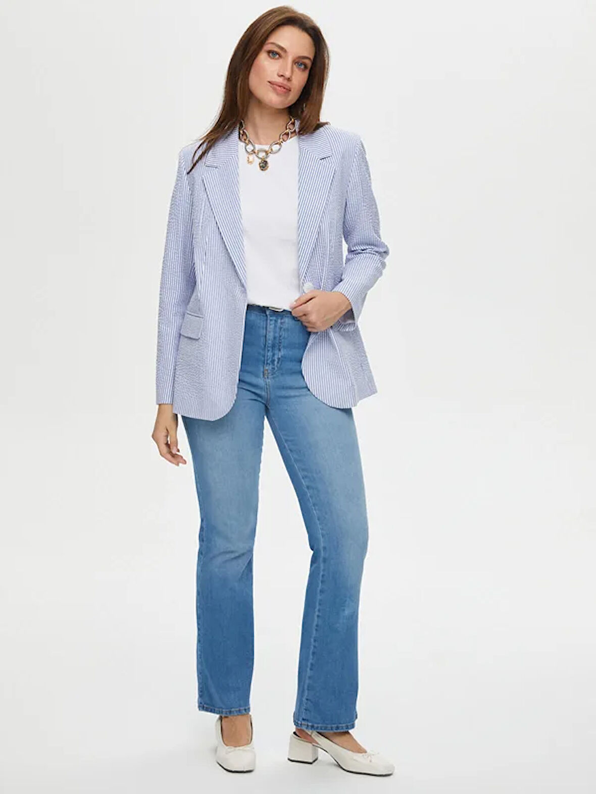 Vual Astarlı Çizgili Ceket S25CKT047