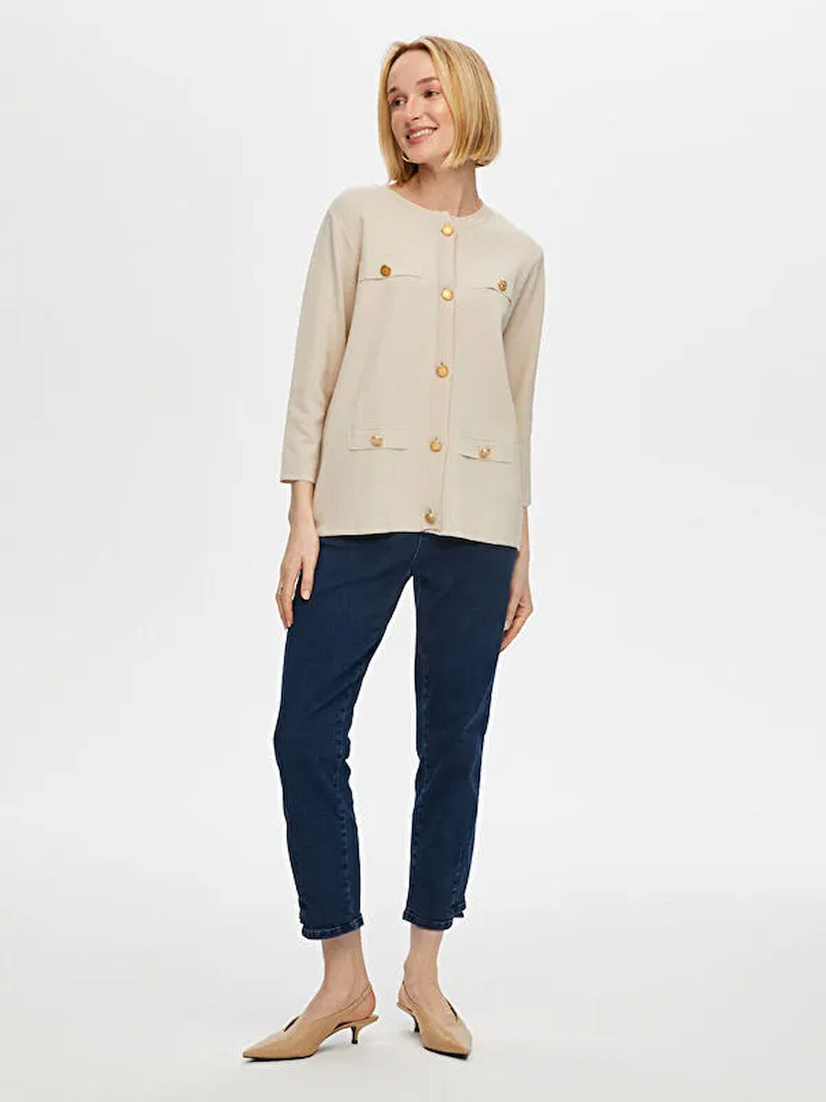 Gold Düğme Detaylı Triko Ceket Hırka S25TRH009