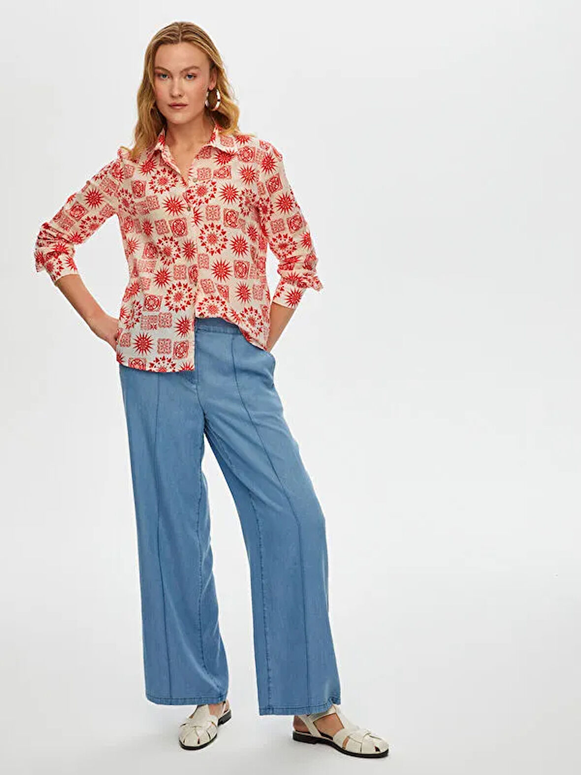 Mandala Desen Pamuk Vual Gömlek S25GML055