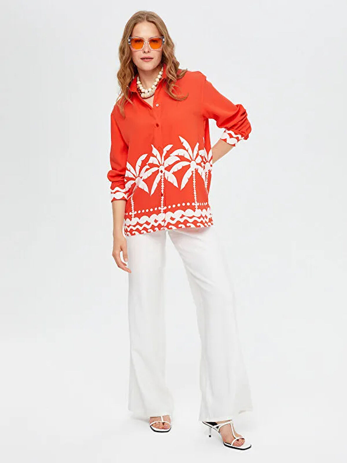 Resort Eteği Palmiye Desenli Monochrome Tunik S25TNK020