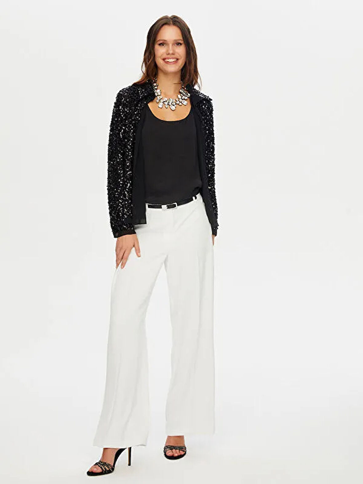 Şifon Garnili Payetli Abiye Ceket W26CKT002