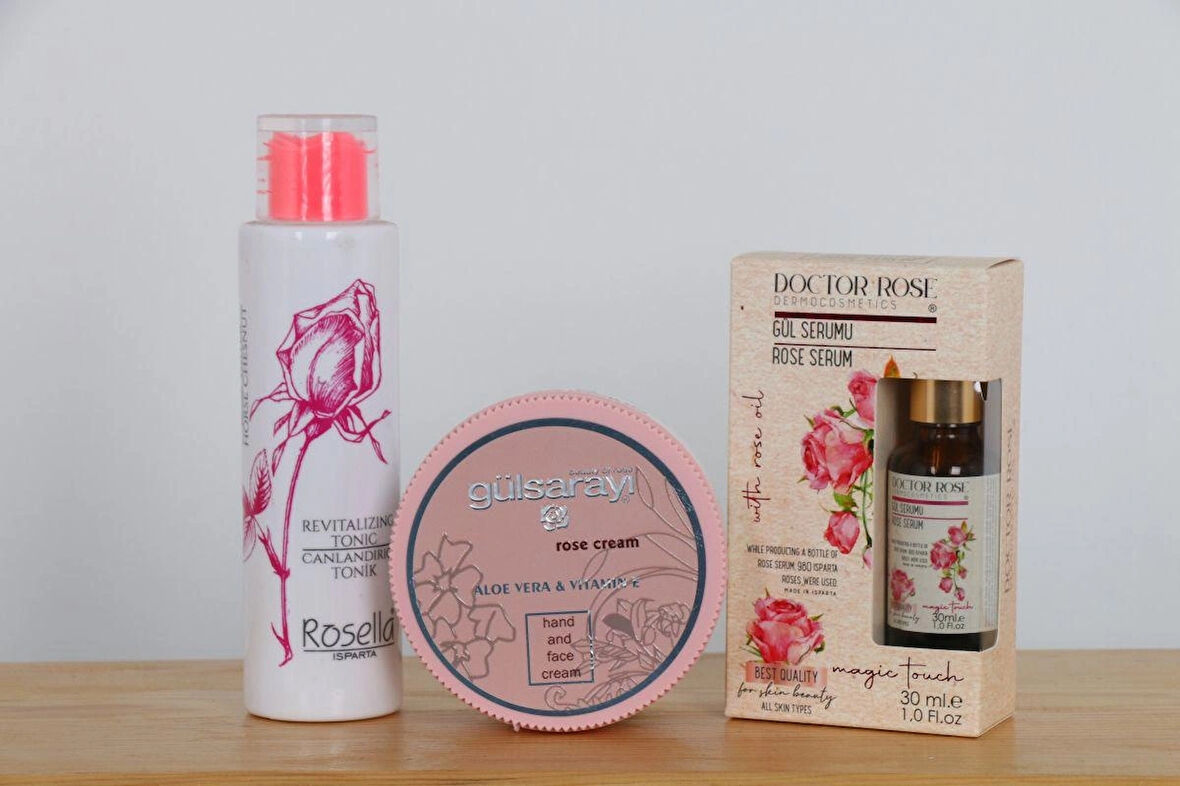 Gül Kremi̇ 250 Ml+ Canlandırıcı Toni̇k 225 Ml +gül Serumu 30 Ml 3 'lü