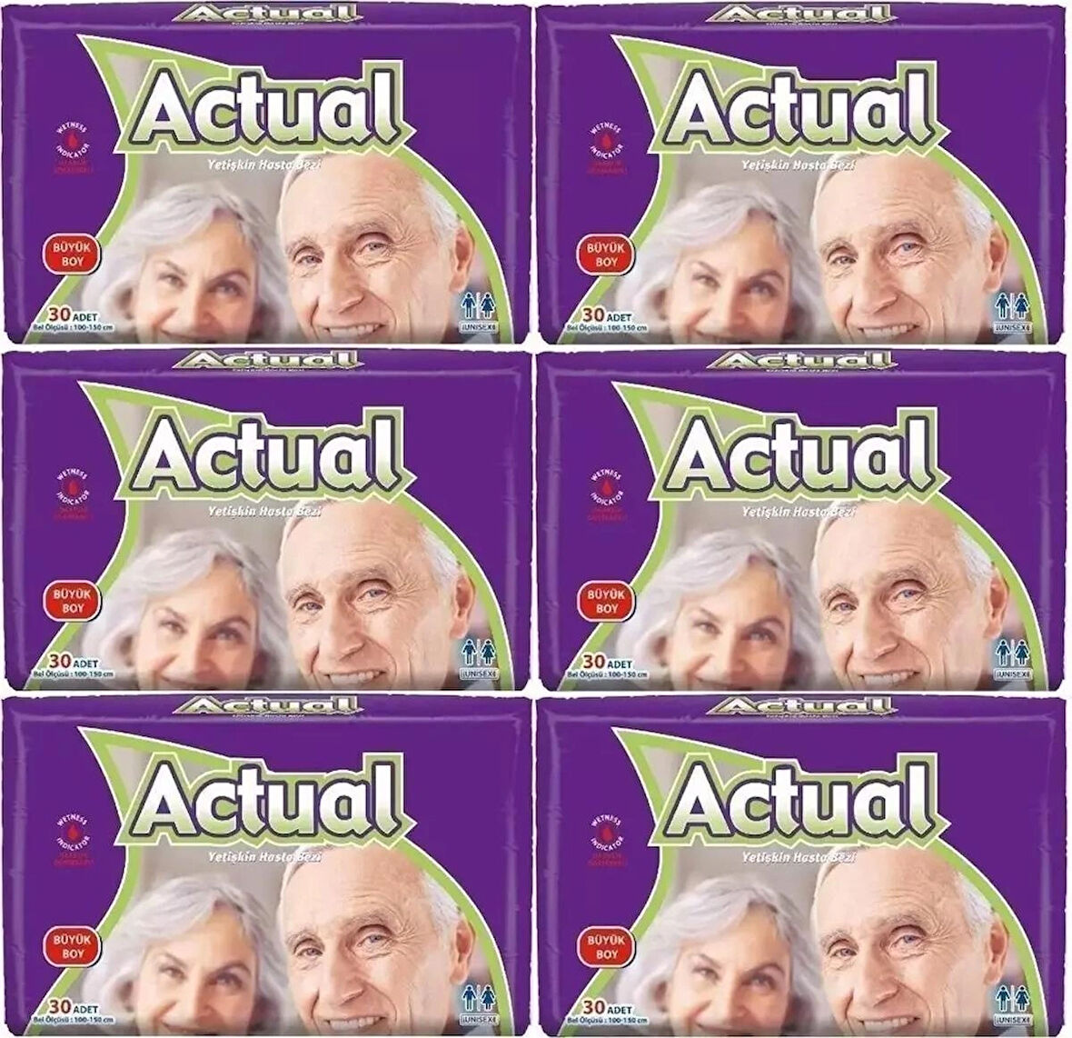 Actual Belbantlı Büyük Boy L 30'lu 6 Adet Hasta Bezi