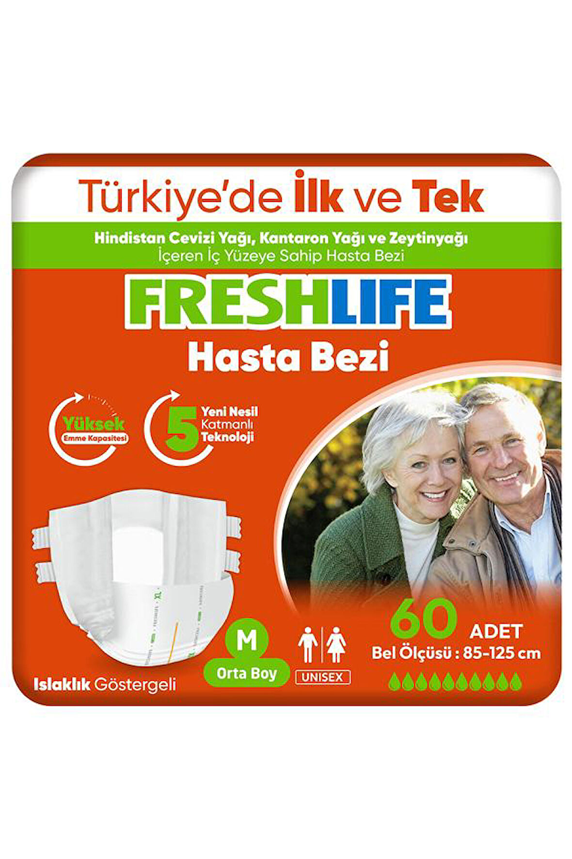 2'li Freshlife Medium Yetişkin Hasta Bezi 30x2 (60 Adet)