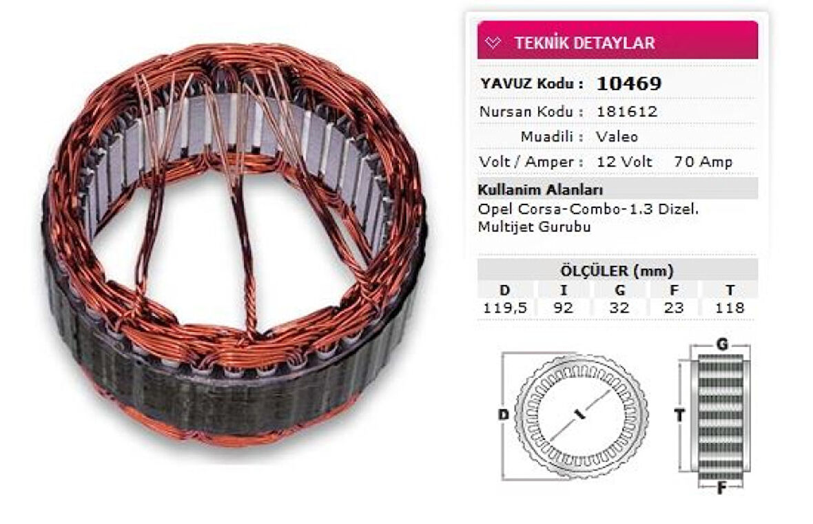 Opel Stator Valeo Tip 12v 70a Opel Corsa Combo 1 3 Dizel Multıjet Gurubu Nursan 181612 - Yavuz 10 469