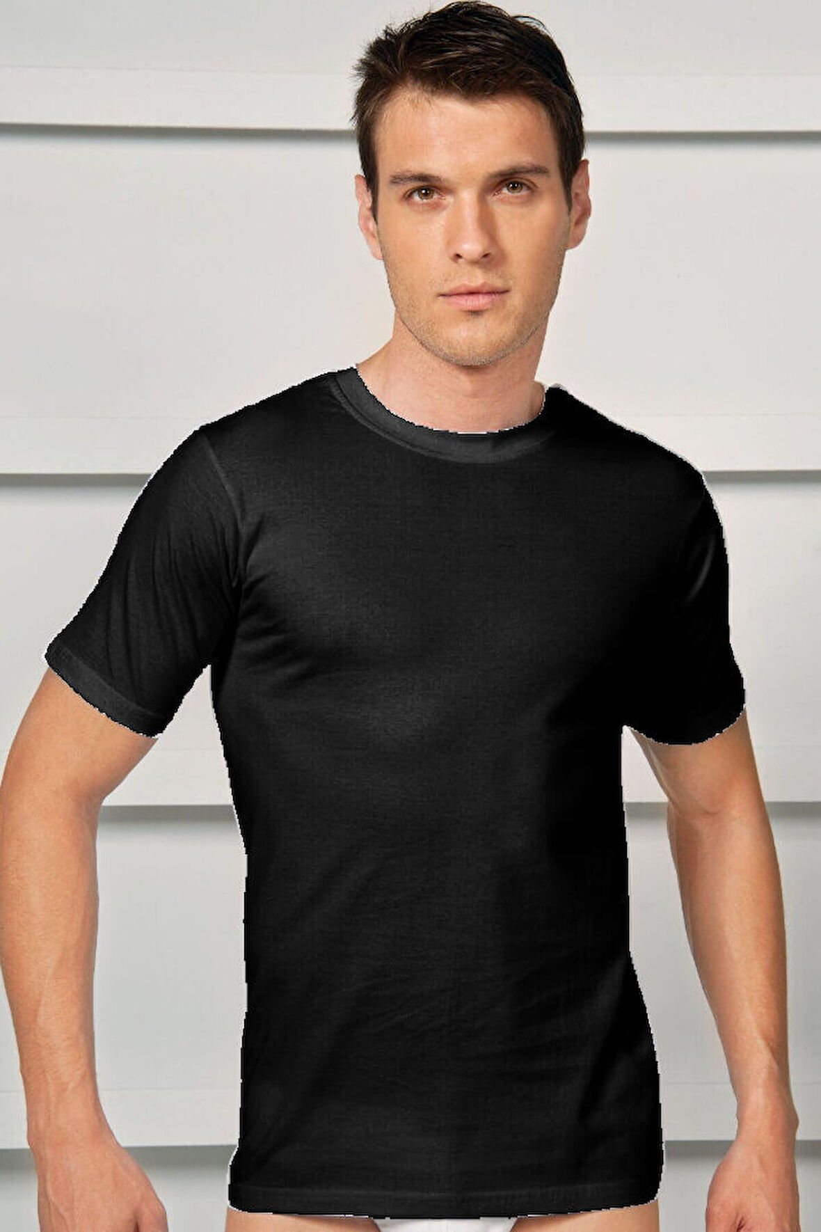 Erkek Pamuklu Kısa Kol Dar Yaka Klasik Fanila T-Shirt (2505) MGB2505