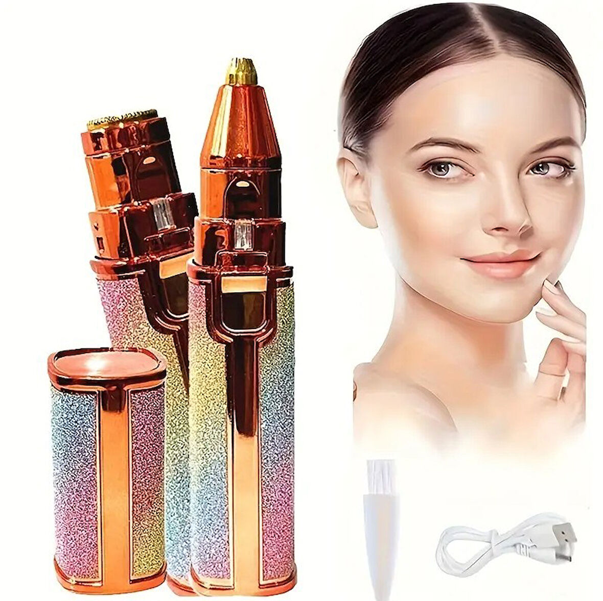 Ruj Model 2İn1 Yanak Burun Kıl Temizleme Cihazı Epilatör Şarjlı Epilasyon Cihazı